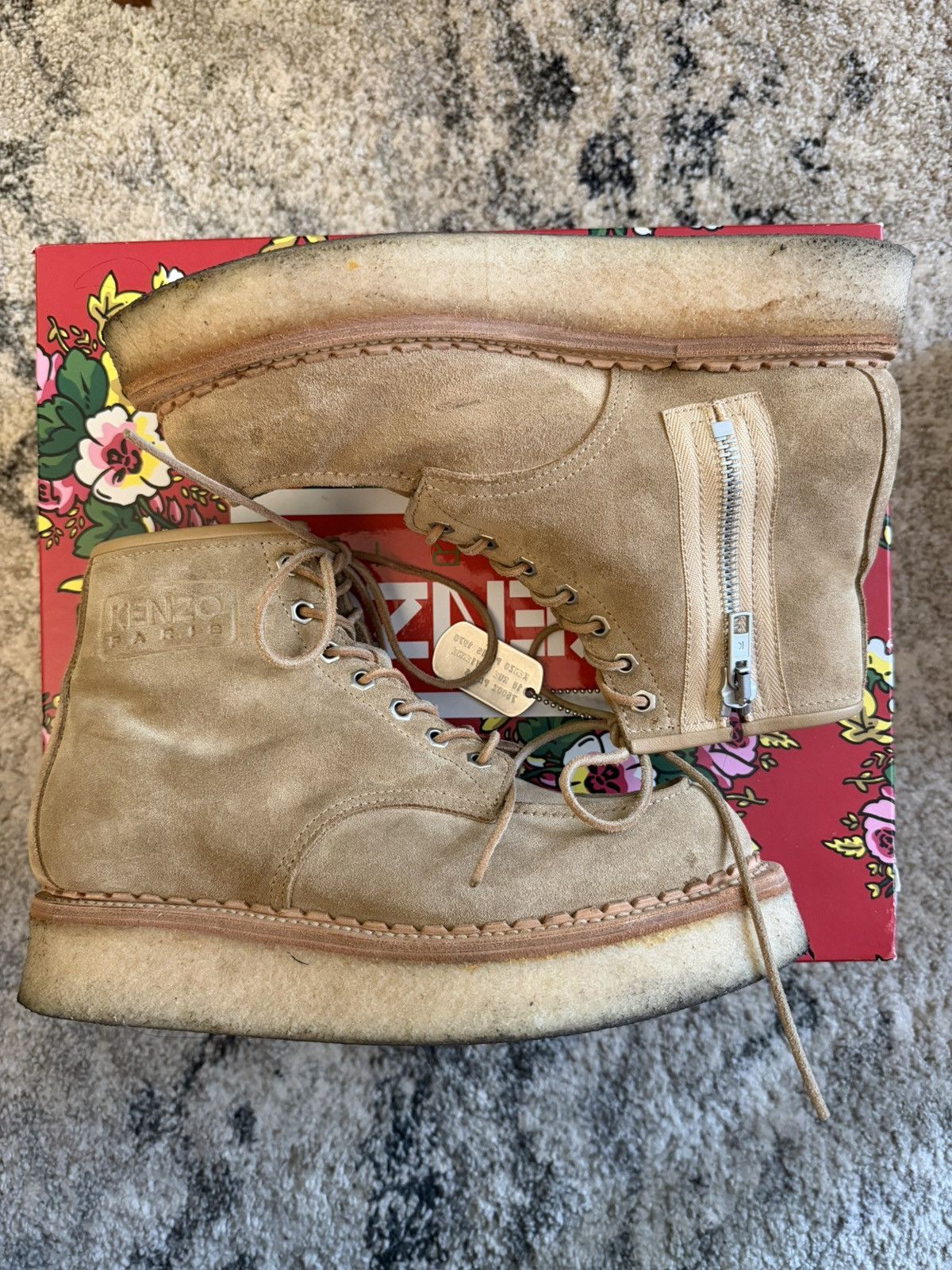 Kenzo Kenzo Yama Lace-Up Ankle Boots Camel Size US 7 / EU 40 - 2 Thumbnail