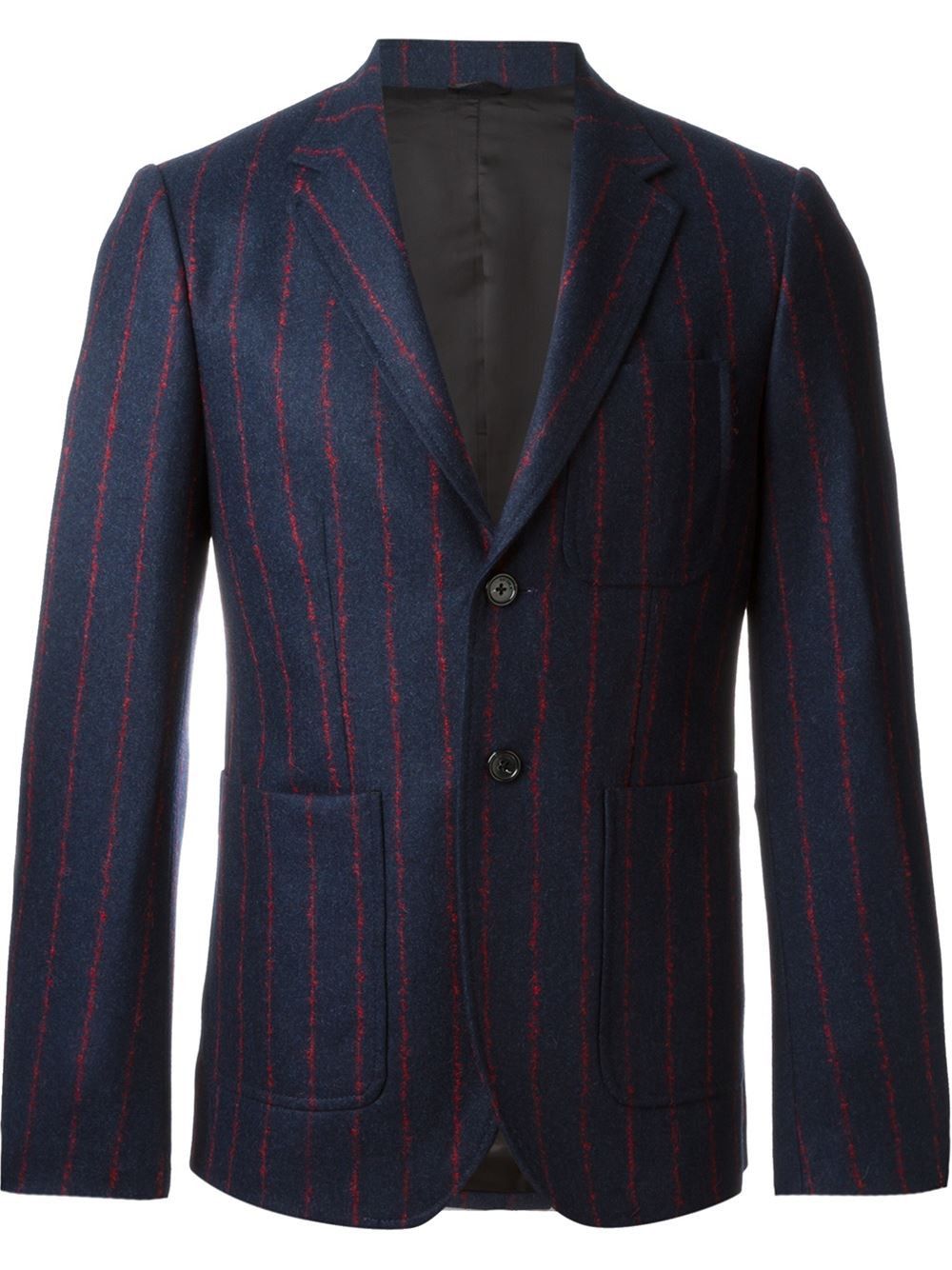 Raf Simons Raf Simons navy textured red pinstripe wool blazer aw15 Size 42R - 4 Thumbnail