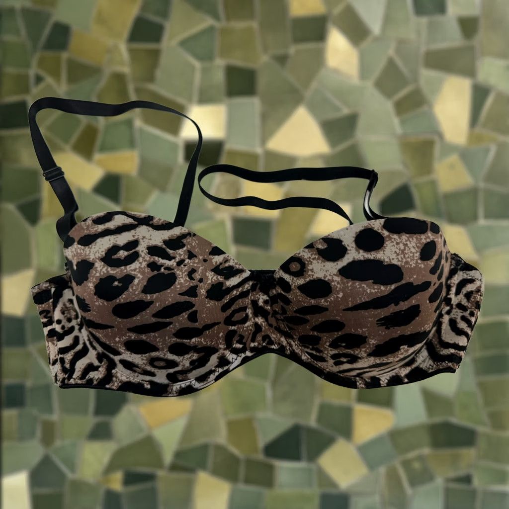 Vintage Unknown Brand Womens Bra 34C Brown Animal Print Padded Adjustable T-Shirt Bra Womens 34C Size ONE SIZE - 1 Thumbnail