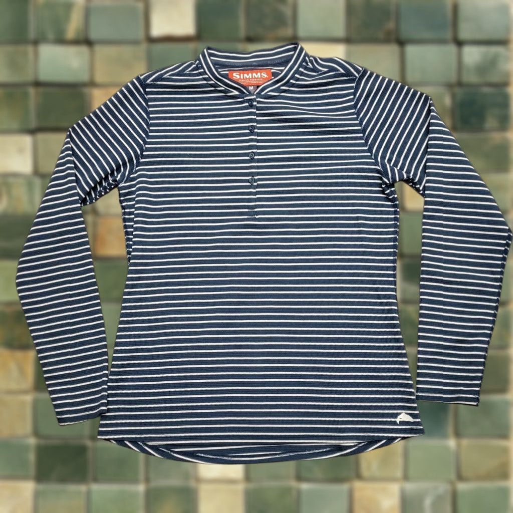Vintage Simms Shirt Women M Blue Striped Henley Outdoors Long Sleeve Casual Fishing Size M / US 6-8 / IT 42-44 - 1 Thumbnail