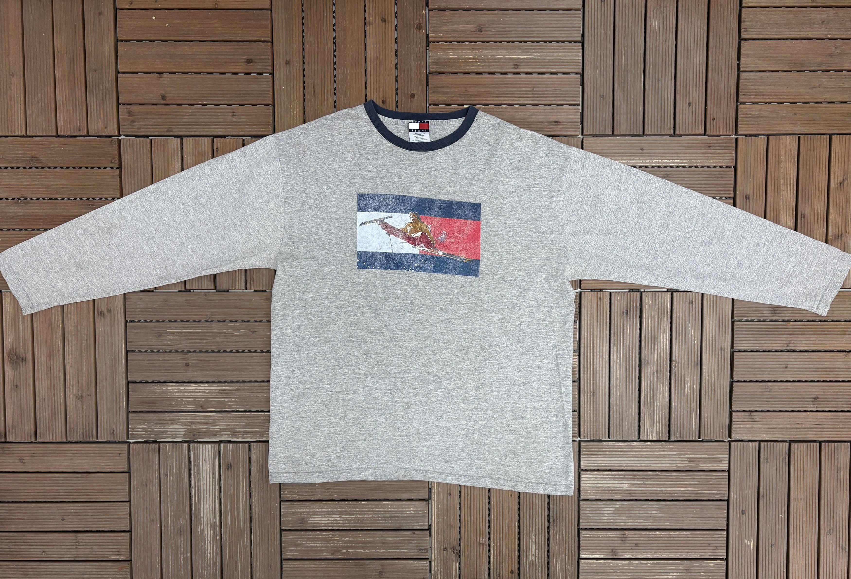 Tommy Hilfiger Tommy HIlfiger Skiing Vintage Grey Long Sleeve Shirt Size US XL / EU 56 / 4 - 5 Thumbnail