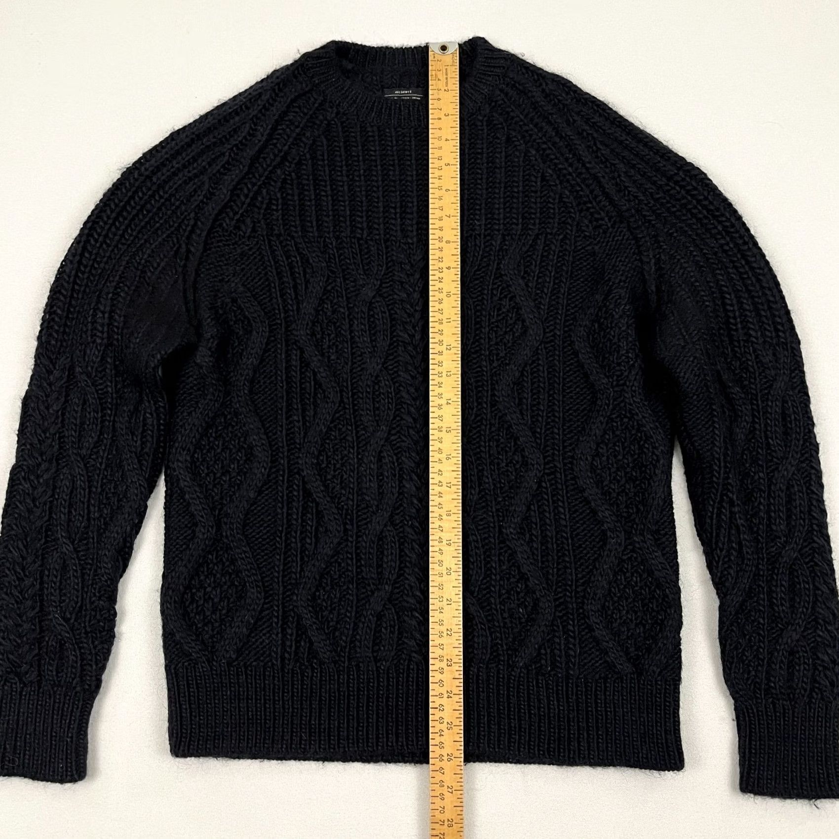 Allsaints AllSaints Tenet Crew Sweater Mens S Navy Blue Wool Alpaca Fisherman Cable Knit Size US S / EU 44-46 / 1 - 4 Thumbnail