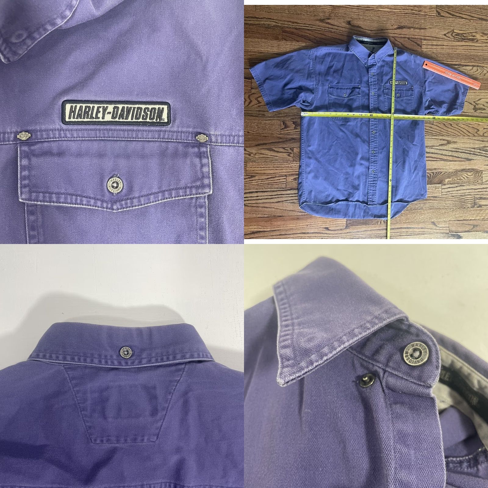 Harley Davidson Harley Davidson Button-Down Shirt Men L Purple Short Sleeve 100% Cotton RN#103819 Size US L / EU 52-54 / 3 - 8 Thumbnail