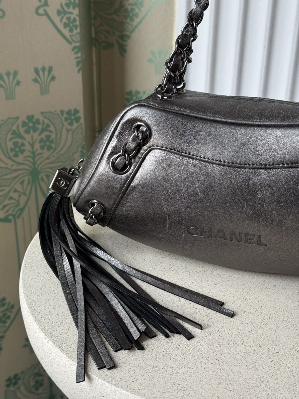 Chanel 2003 Chanel Small Metallic Leather Tassel Baguette Bag Size ONE SIZE - 2 Thumbnail
