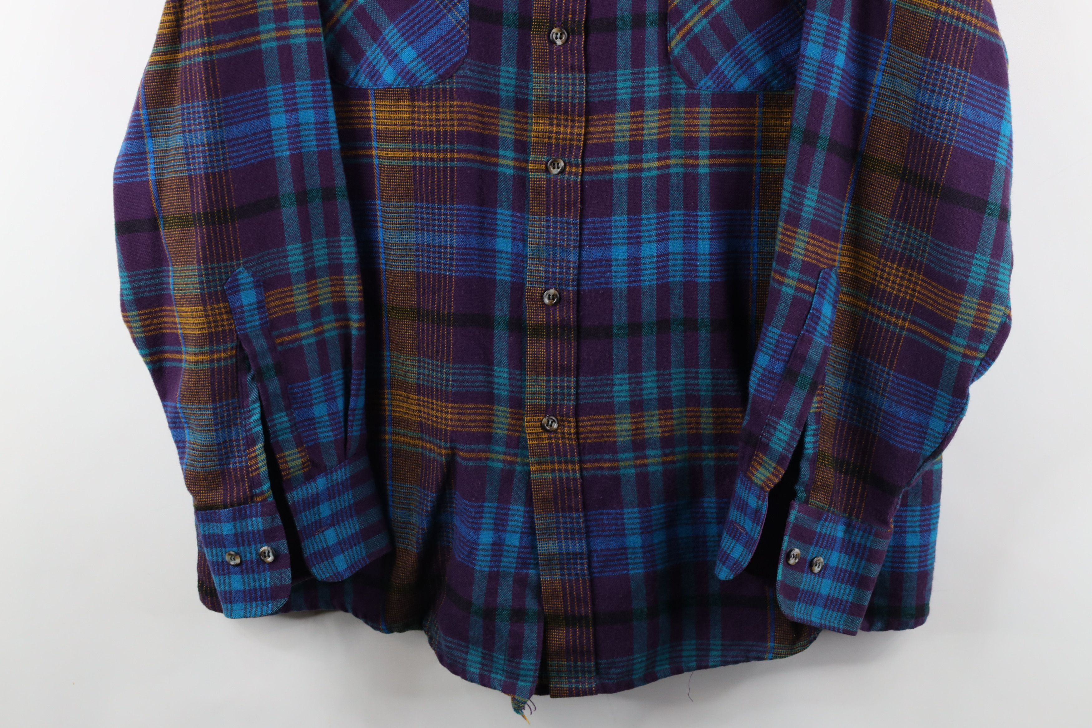 Vintage Vintage 70s Streetwear Collared Button Shirt Rainbow Plaid Size US L / EU 52-54 / 3 - 3 Thumbnail