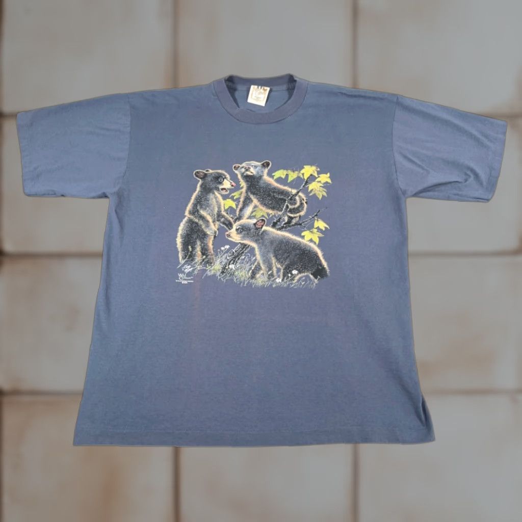 Vintage VINTAGE Wild Cotton Bear Cub Shirt Adult XL Blue Nature Diversity Art USA Made Y2K Mens T-Shirt Short Sleeve Crew Neck Cotton Size US XL / EU 56 / 4 - 1 Thumbnail