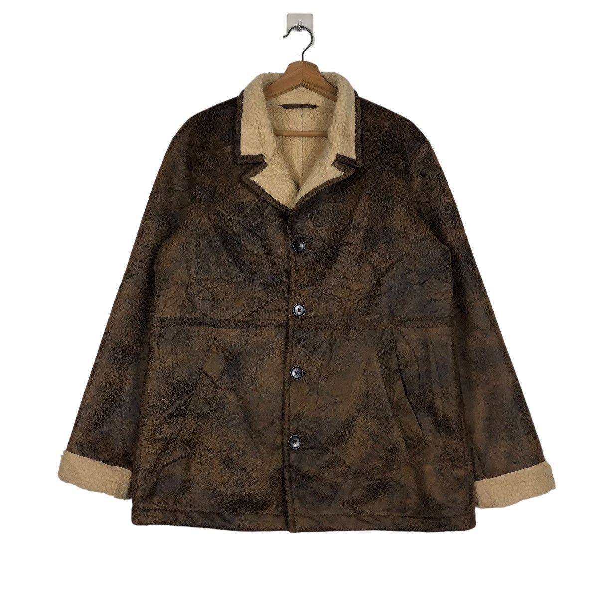 Japanese Brand 🔥VINTAGE BIKER JACKET SHEARLING BLANKET GU ISSEY MIYAKE Size US L / EU 52-54 / 3 - 3 Thumbnail