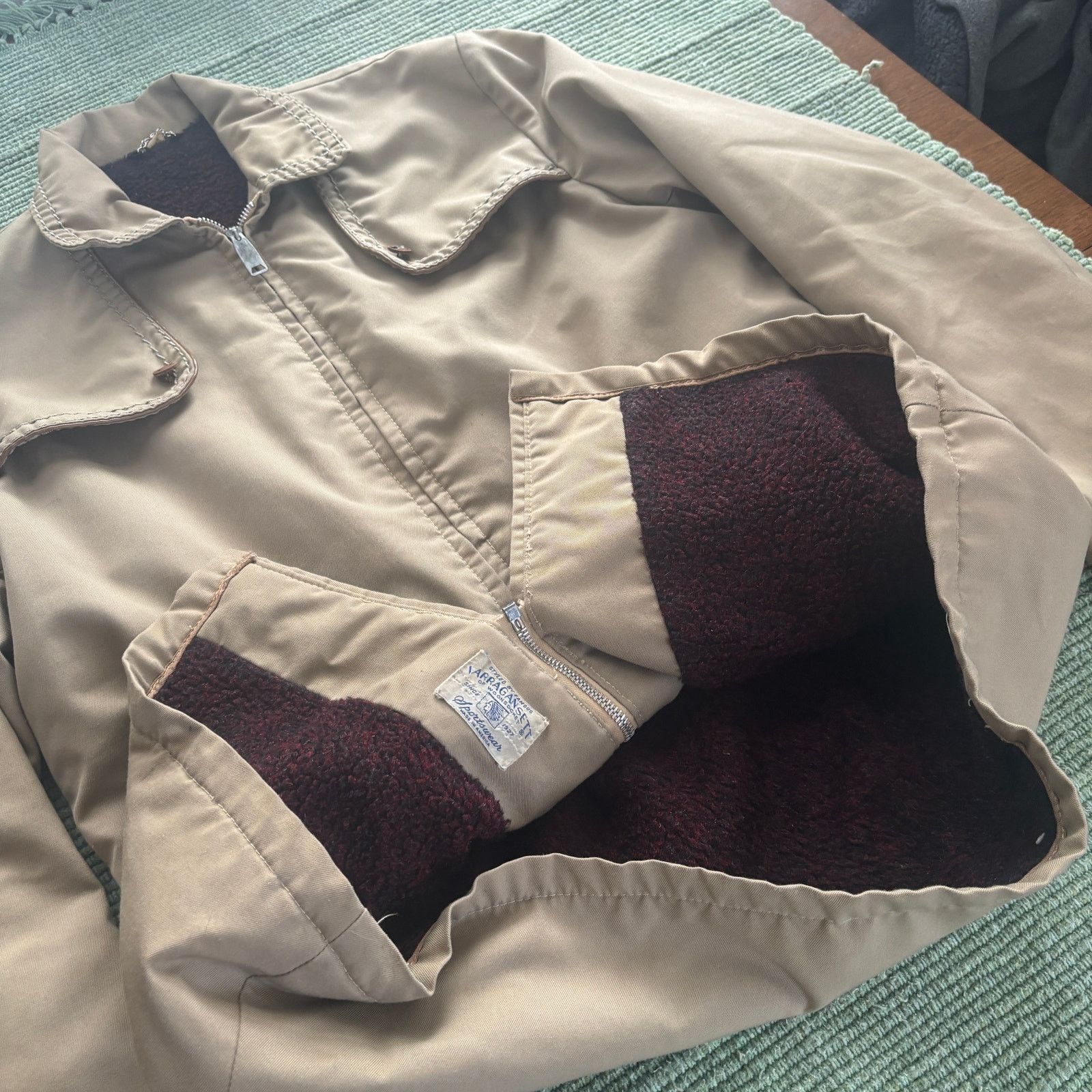 Vintage 1950s 60s Tan Faux Fur Lined Spring Jacket USA Size L/XL Size US L / EU 52-54 / 3 - 8 Thumbnail