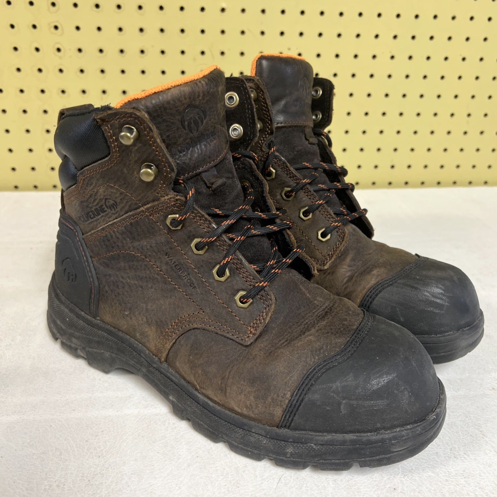 Vintage Wolverine Carlsbad Boot Mens Extra Wide Leather Work Boot 6'' WP Brown Lace Up Mens Size 10 US Size US 9 / EU 42 - 2 Thumbnail