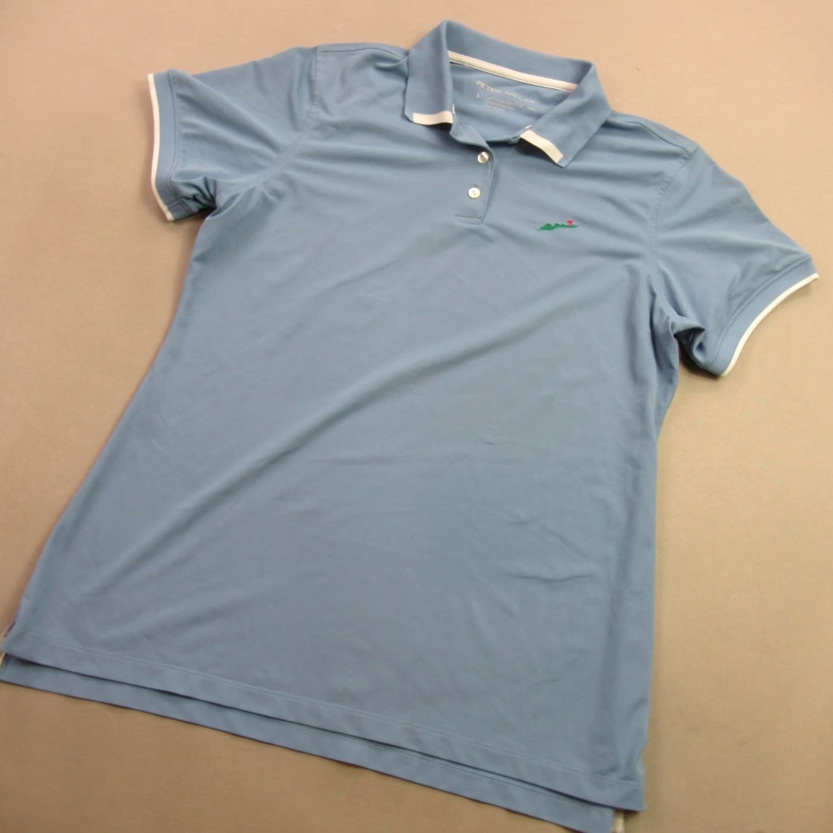 Peter Millar Peter Millar Shirt Womens Large Blue Short Sleeve Pullover Lightweight Polo Size L / US 10 / IT 46 - 2 Thumbnail