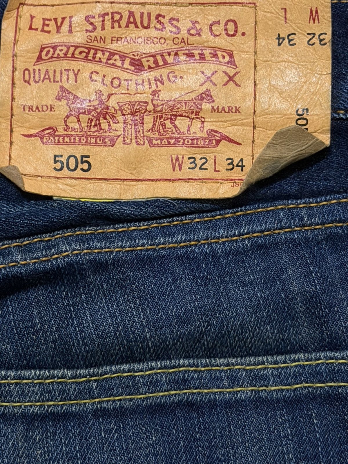 Levi's Vintage 90s Levis 505 Blue Faded Distressed Regular Straight Size US 34 / EU 50 - 6 Thumbnail