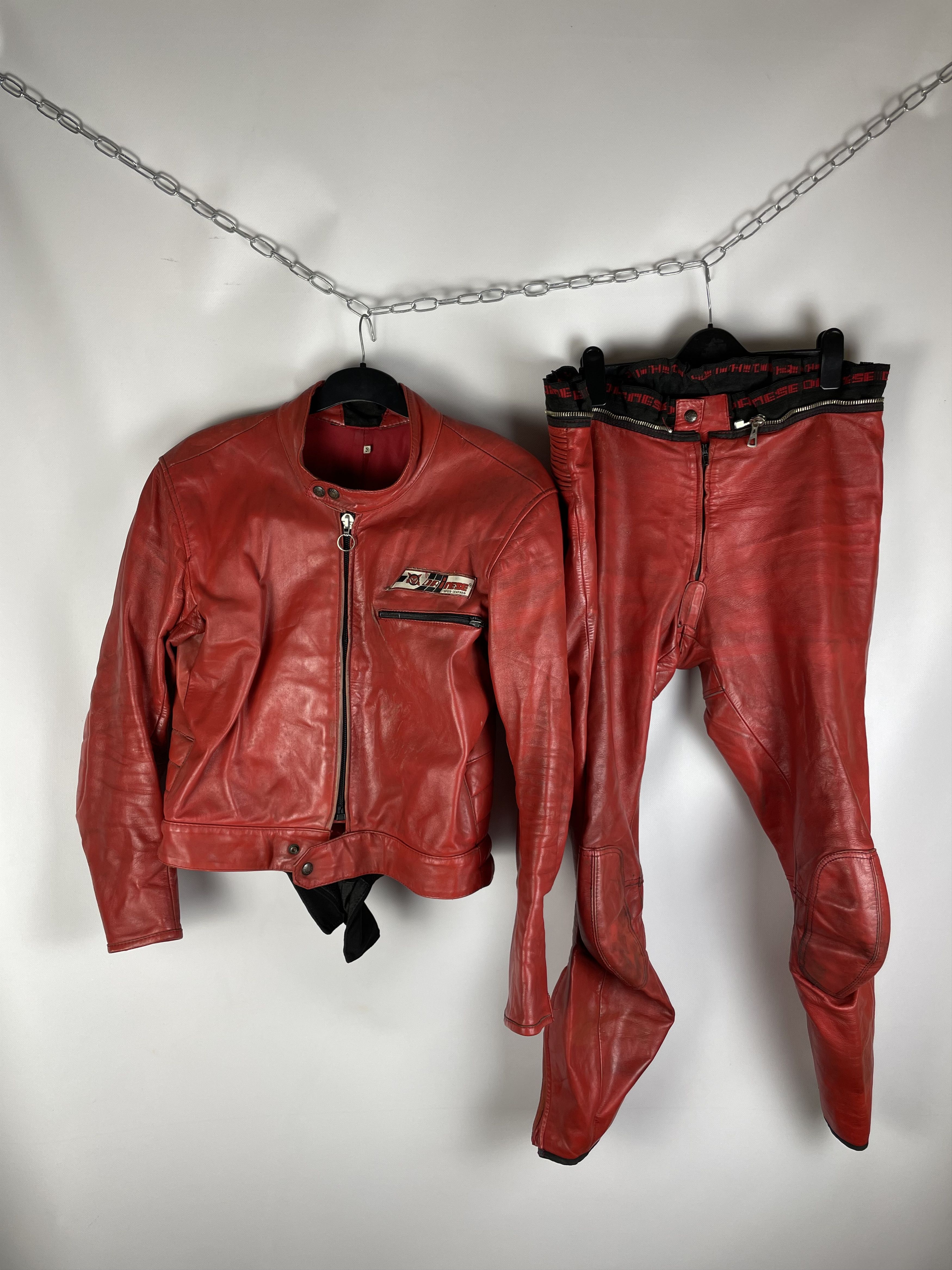 Vintage 90s Dainese leather biker overall suit jacket pants