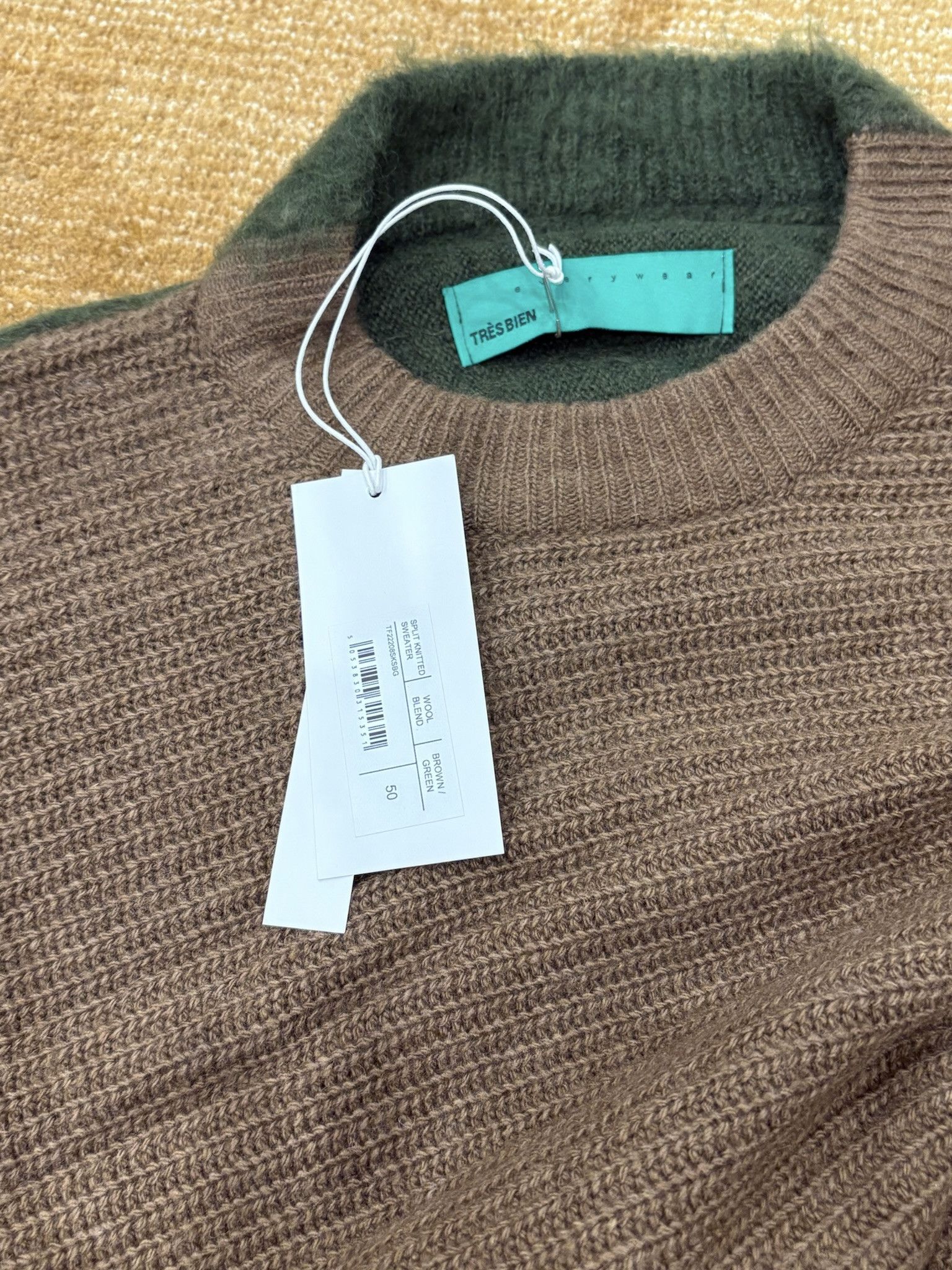 Tres Bien Très Bien Split Knitted Sweater - Brown / Green Size 50 (L) Size US M / EU 48-50 / 2 - 2 Thumbnail