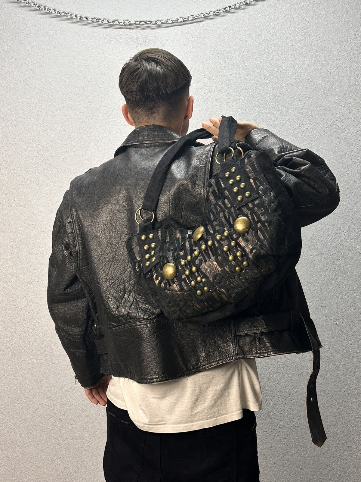 Just Cavalli Rundholz Black Studded Tote Shoulder Bag 30x40cm Size ONE SIZE - 1 Thumbnail