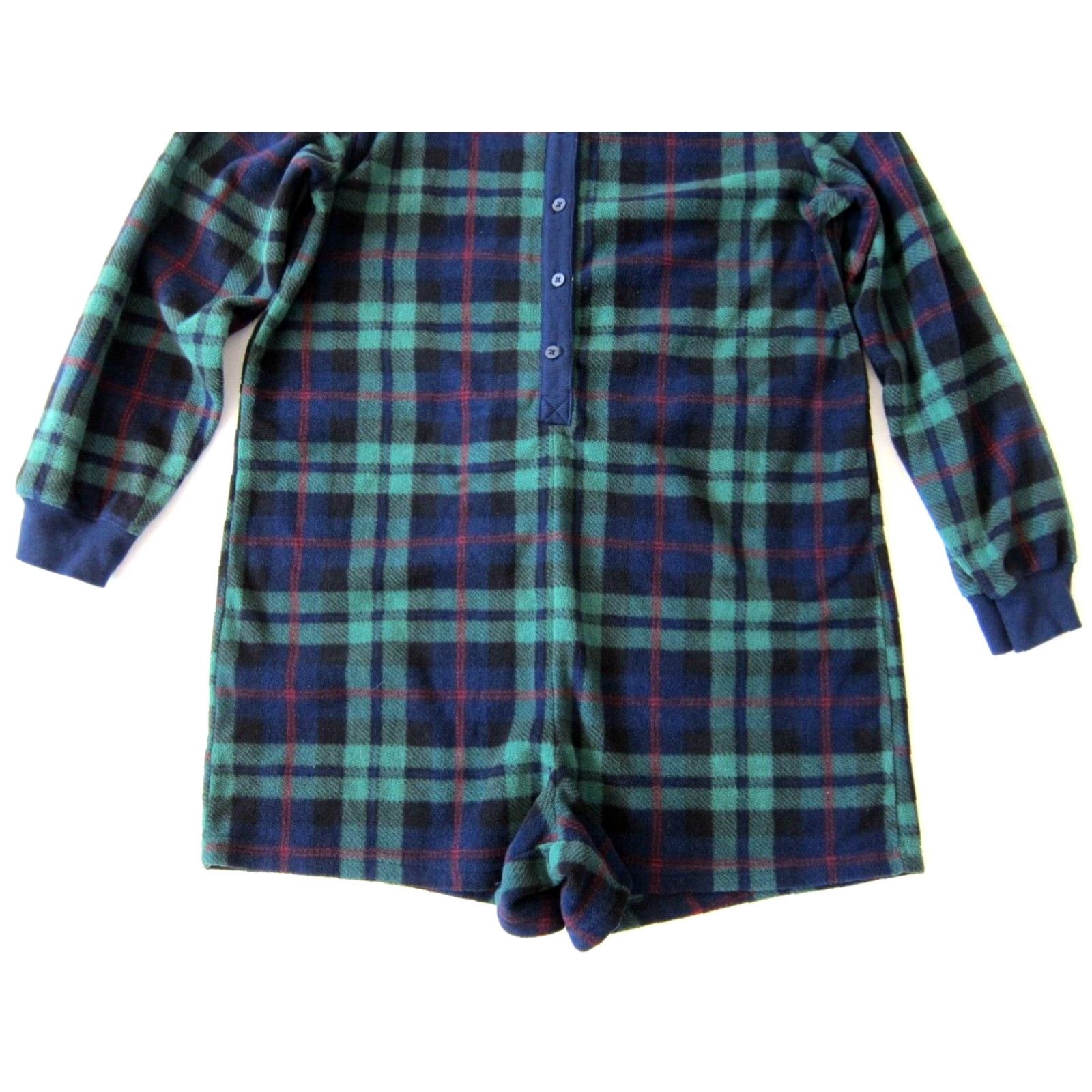 Old Navy Old Navy Romper Jumpsuit Shorts Fleece Button Long Sleeve Plaid Green Red M-L Size M / US 6-8 / IT 42-44 - 6 Thumbnail