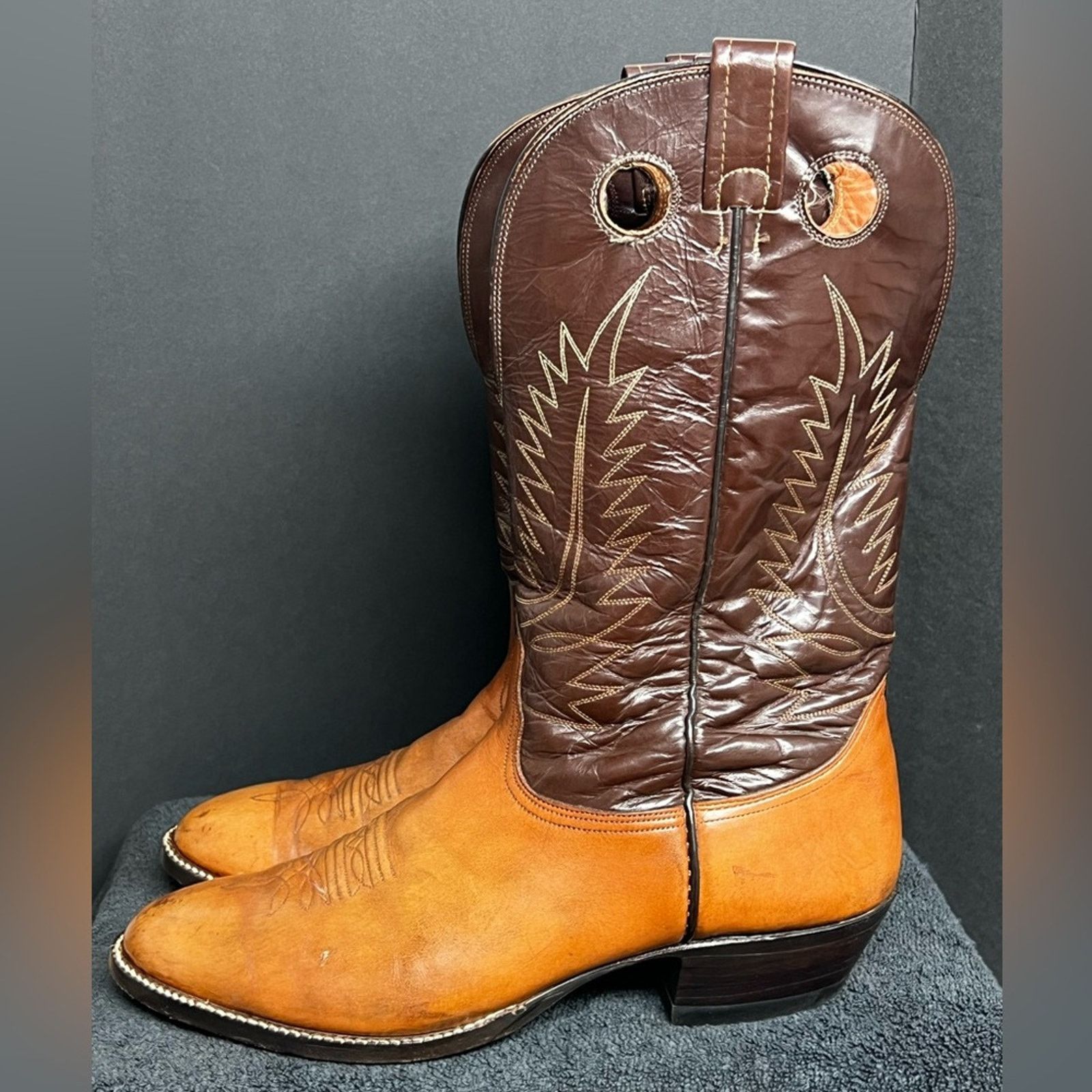 NOCONA 21200 Cowboy Peanut Butter Tan Leather Boots Men 13 D