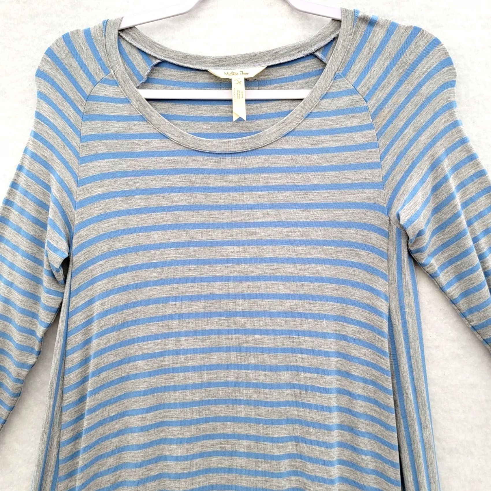 Vintage VINTAGE Matilda Jane Her Majesty Dress Jersey Handkerchief Hem Striped Blue Gray Sz S Midi 3/4 Sleeve Scoop Neck Womens Size S / US 4 / IT 40 - 4 Thumbnail