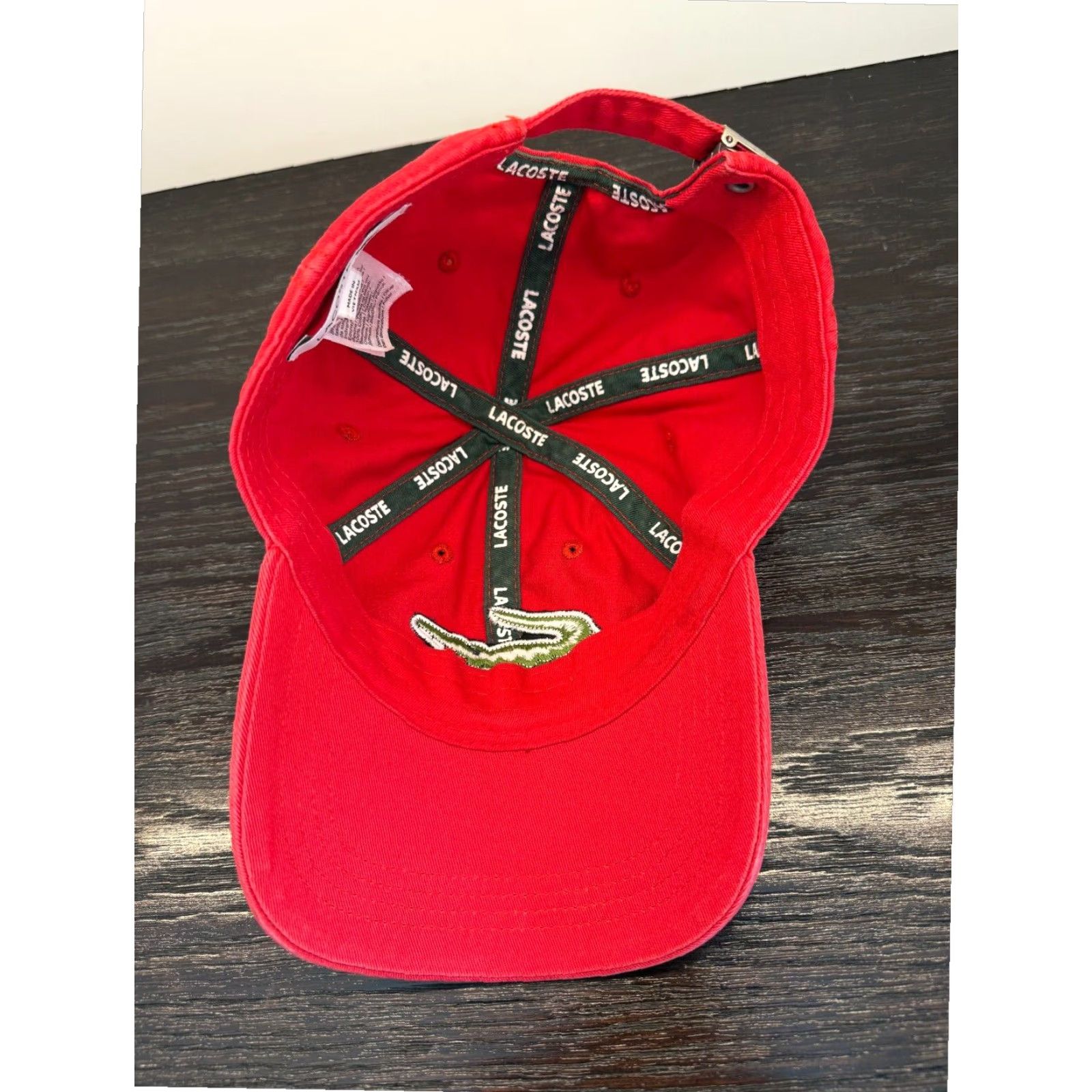 Lacoste Lacoste Golf Hat Mens Red Cotton Strapback Big Crocodile Embroidered Size ONE SIZE - 7 Thumbnail