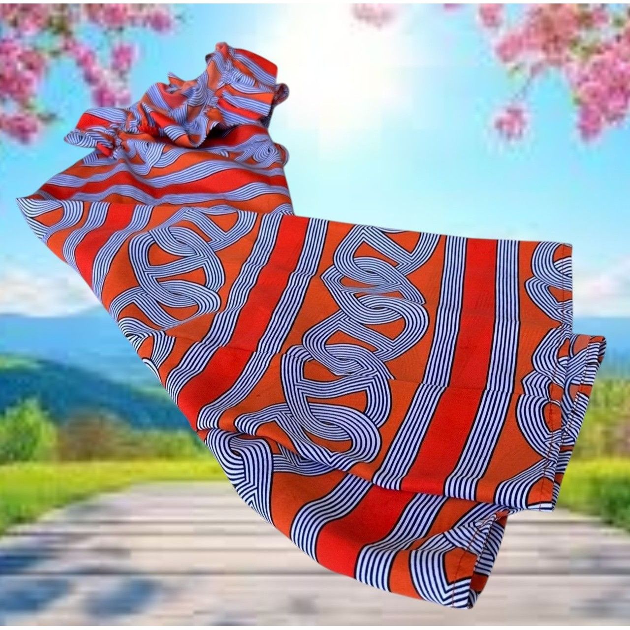 Other Mud Pie Sleeveless Dress Small 4 6 Orange Navy Abstract Desi Size S / US 4 / IT 40 - 3 Thumbnail