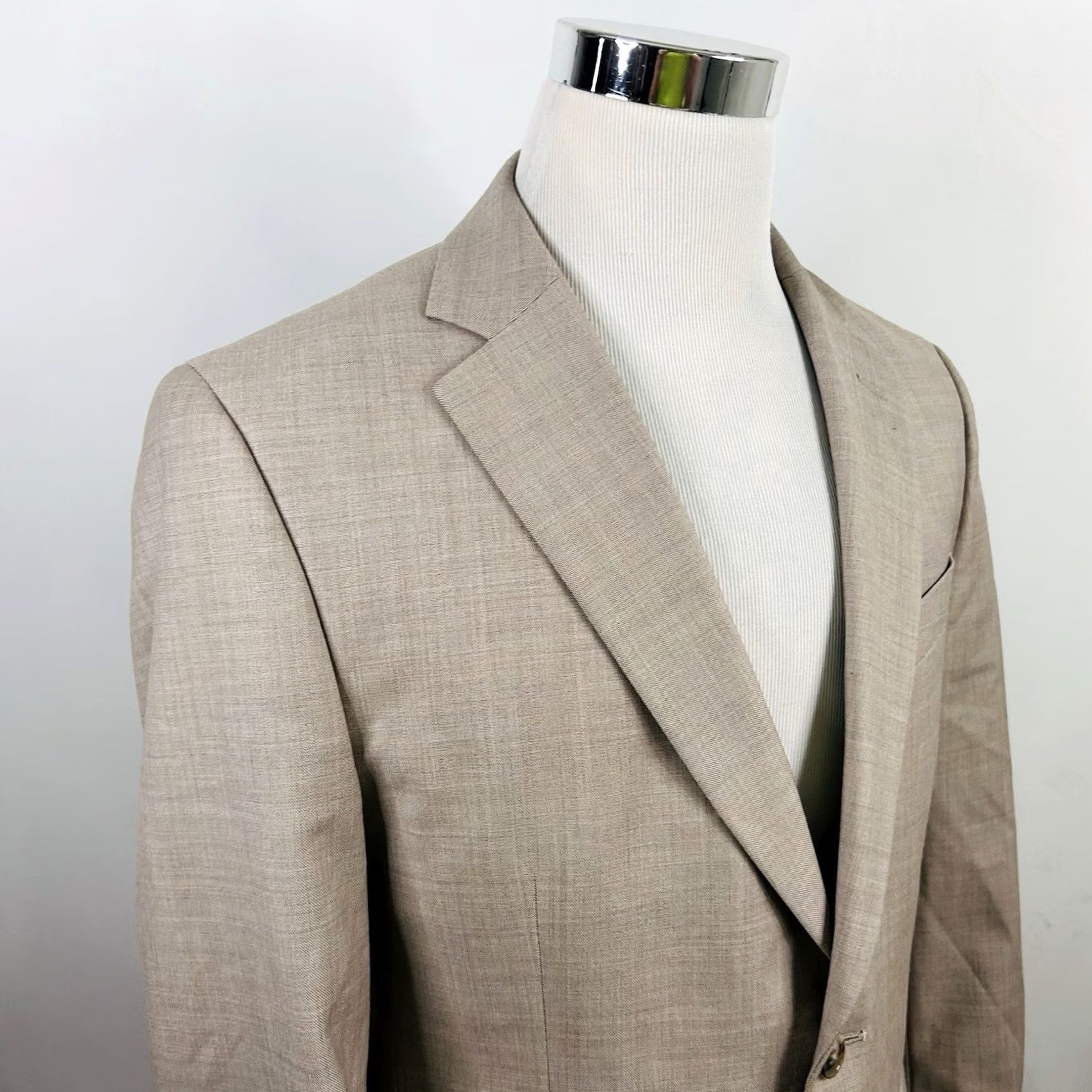 Stafford Stafford 40S Classic Fit Sharkskin Sport Coat Beige Wool Blend Two Button Vented Men's Jacket Size US XS / EU 42 / 0 - 2 Thumbnail