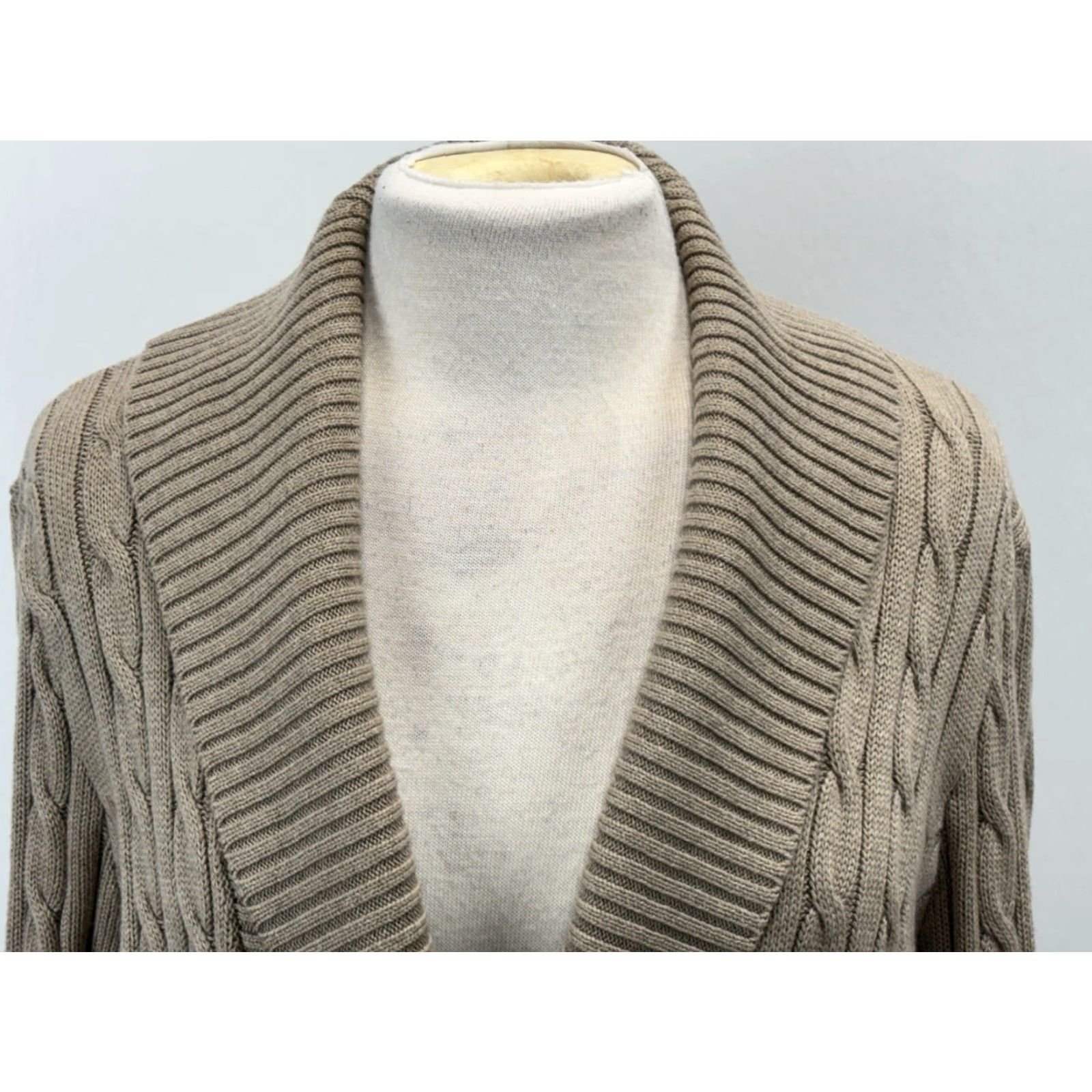 Ralph Lauren VINTAGE Lauren Ralph Lauren Cableknit Sweater Cardigan XL Women’s Tan/grey Buckle Preppy Size XL / US 12-14 / IT 48-50 - 5 Thumbnail