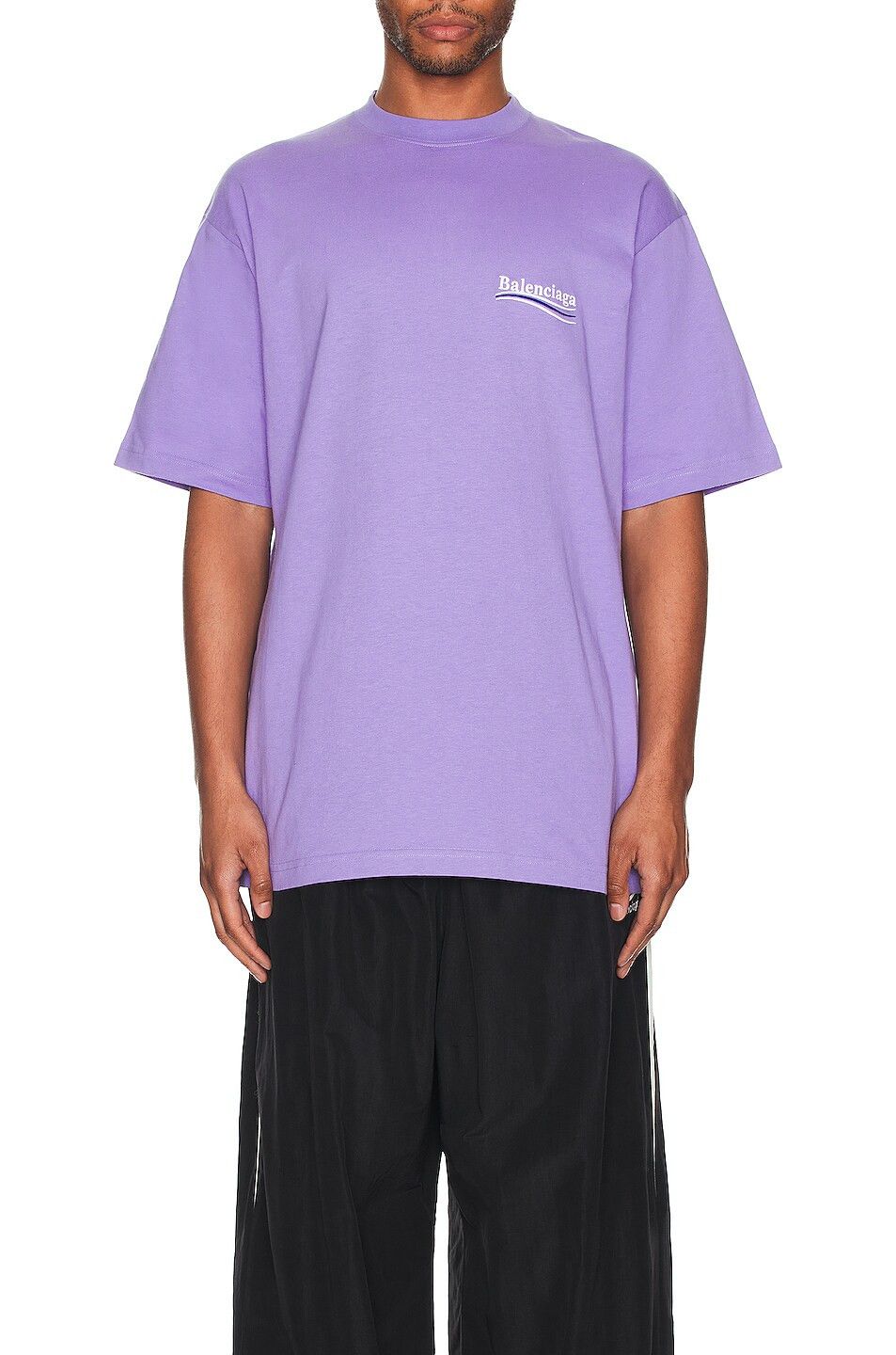 Balenciaga o1mt1gz0924 Political Campaign Large Fit T-Shirt in Purple Size US XXS / EU 40 - 3 Thumbnail