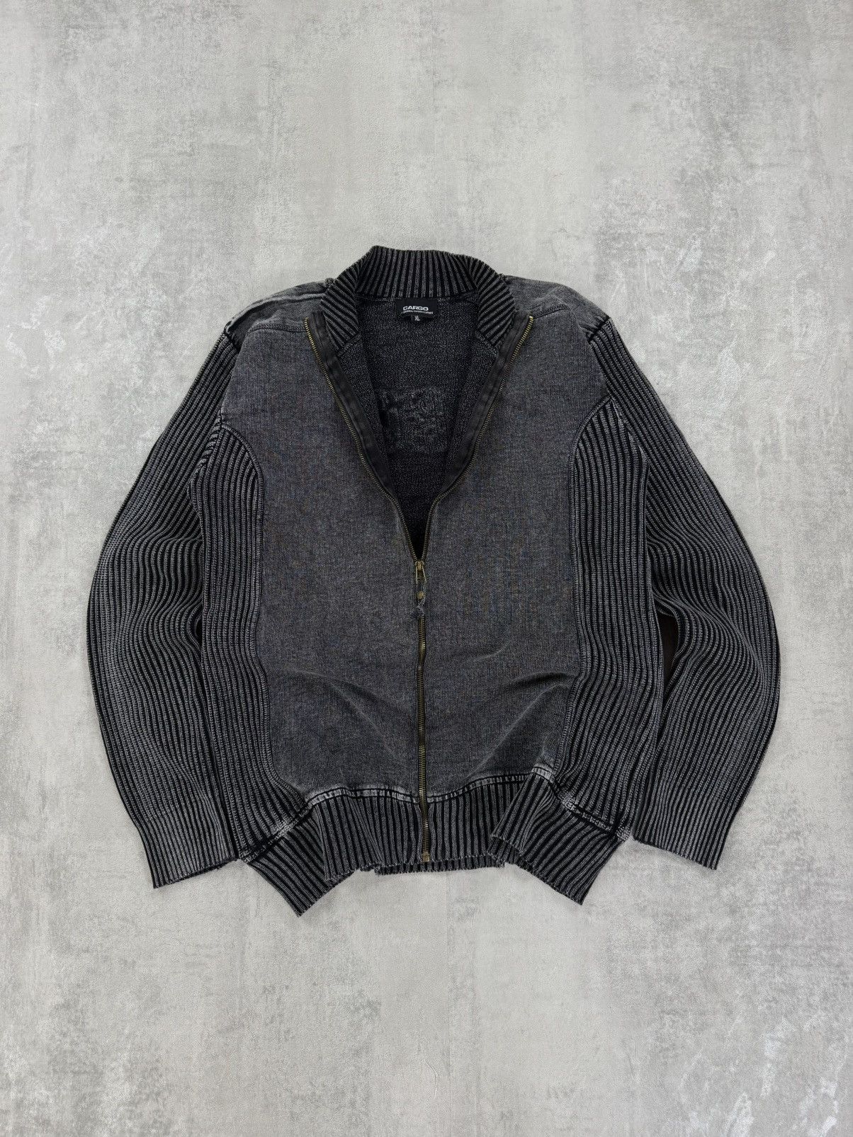 Vintage Vintage Cargo Washed Black/Grey Cardigan Full zip sweater Size US XL / EU 56 / 4 - 2 Thumbnail