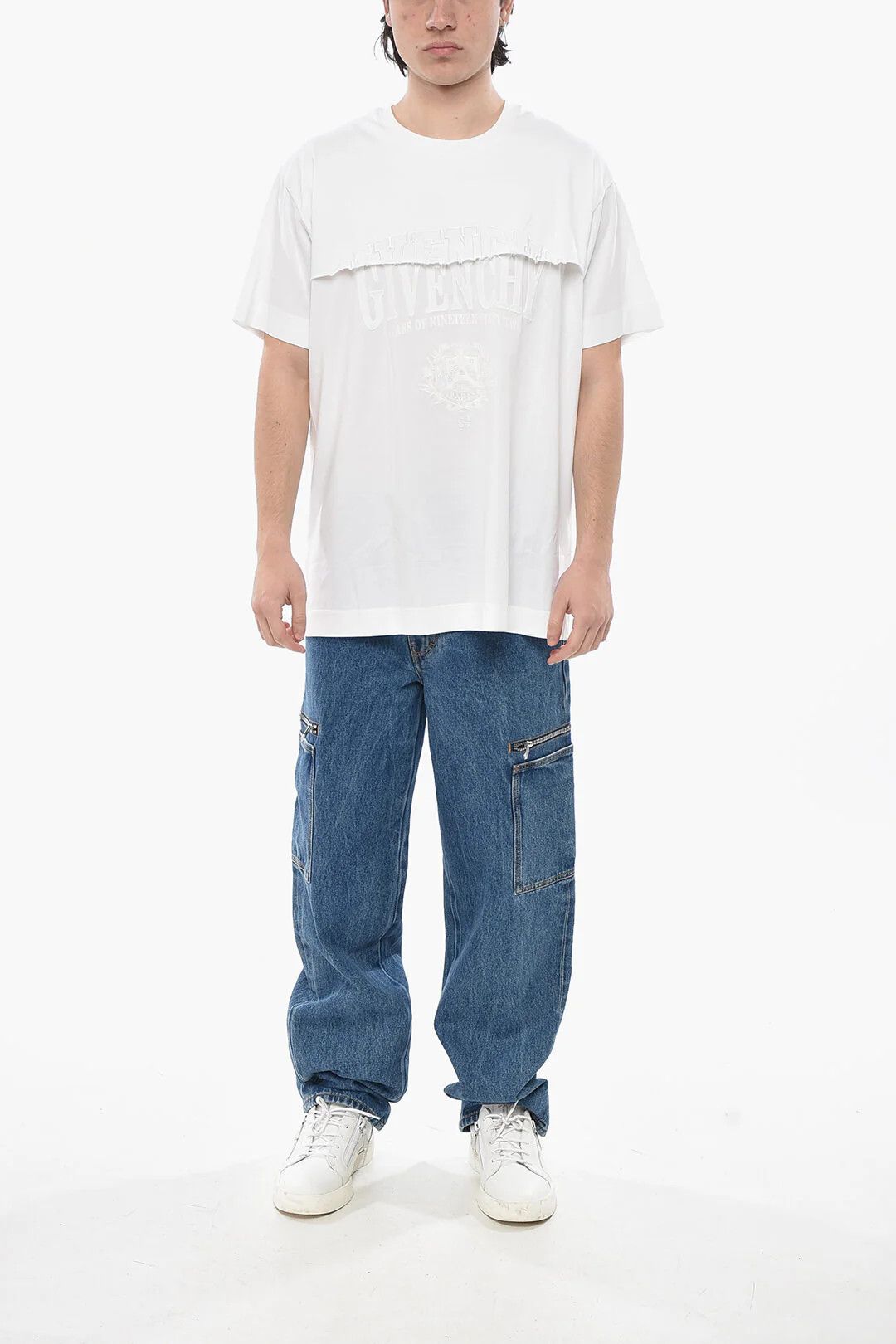 Givenchy og1mm0326 Double-Fabric Embroidered T-Shirt in White Size US XL / EU 56 / 4 - 4 Thumbnail