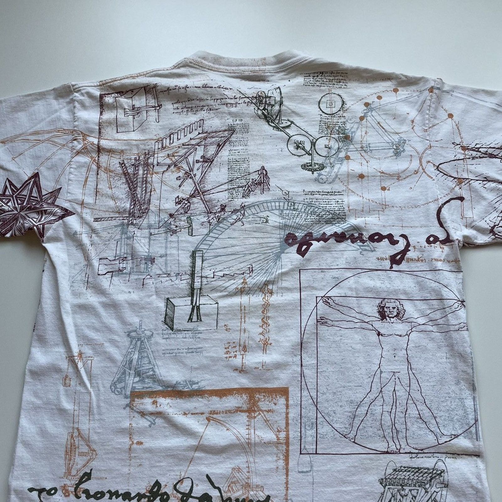 Vintage Vintage 90s Leonardo Da Vinci AOP Art T Shirt Large Rare Size US XL / EU 56 / 4 - 7 Thumbnail