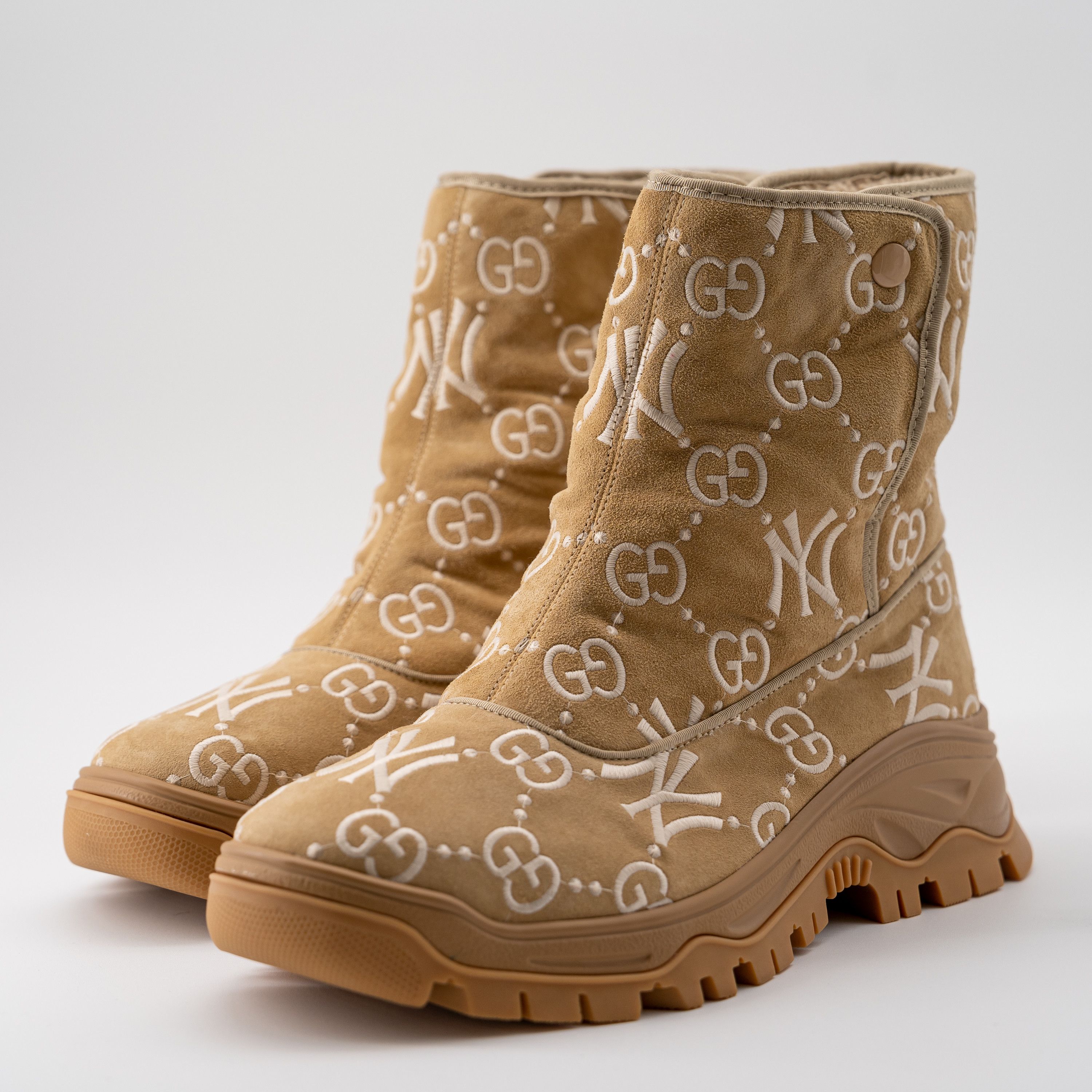 Gucci size 13G - Gucci Yankees Ankle Boots Beige GG NY MLB Size US 14 / EU 47 - 1 Thumbnail