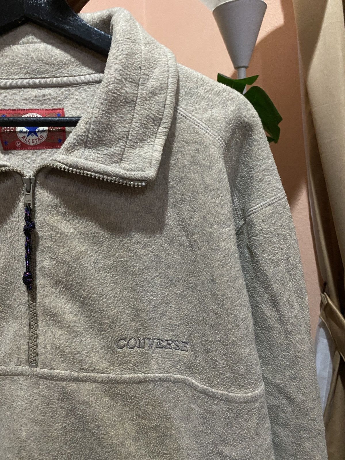 Converse Converse All Star Beige Fleece Pullover Half-Zip Jacket Size US M / EU 48-50 / 2 - 6 Thumbnail