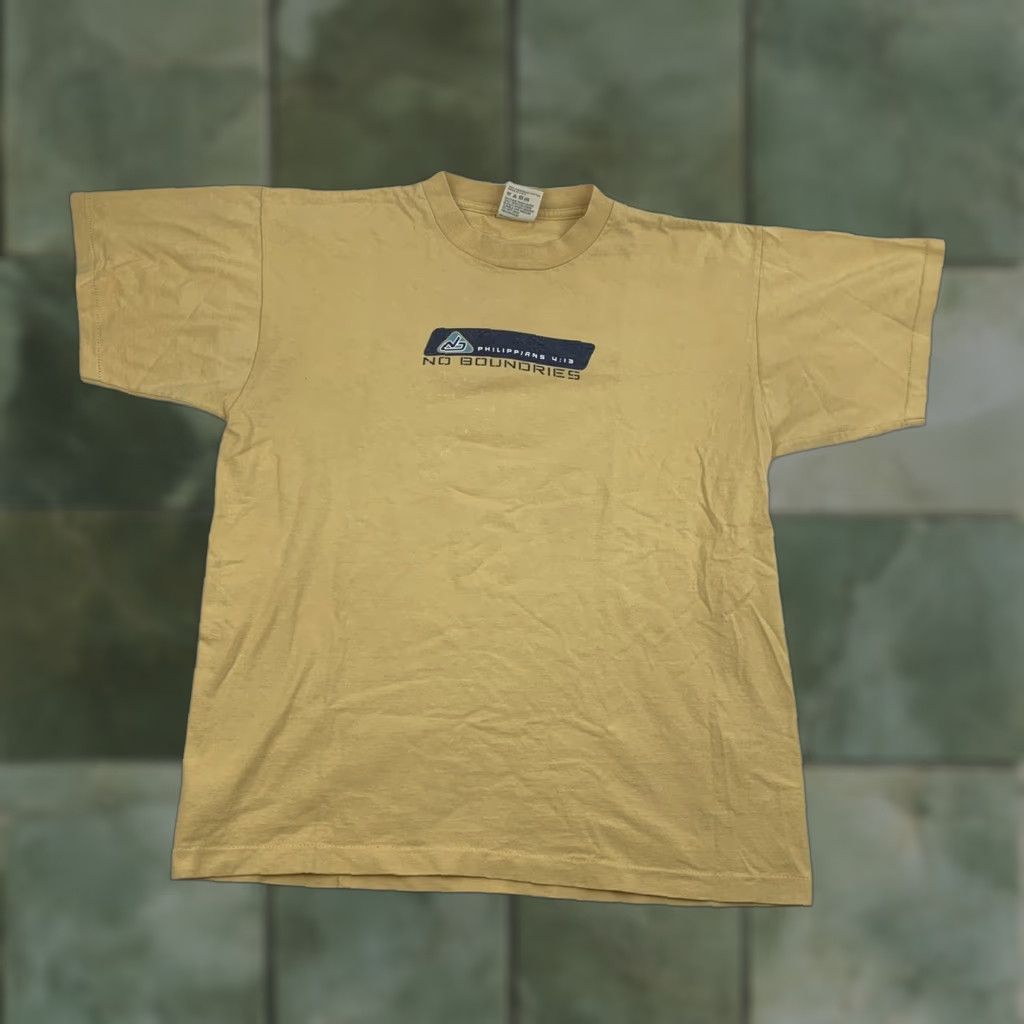 Vintage VINTAGE No Boundries Jesus T Shirt Adult Large Yellow Religion Philippians 4:13 Men L Yellow 90s Jesus Christ Shirt Size US L / EU 52-54 / 3 - 1 Thumbnail