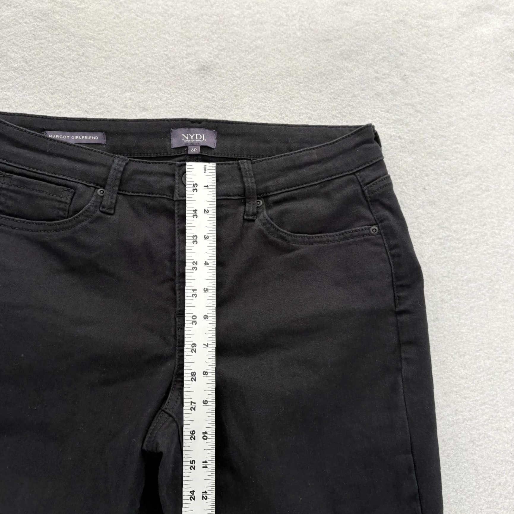 NYDJ VINTAGE NYDJ Margot Girlfriend Jeans Womens 6P Black Mid Rise Stretch Cool Embrace Denim Size 28" / US 6 / IT 42 - 6 Thumbnail