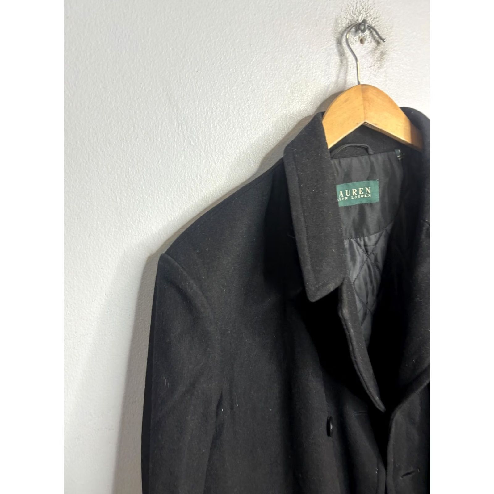 Ralph Lauren Lauren Ralph Lauren Coat Womens Large Black Wool Blend Pea Coat Jacket Overcoat Size L / US 10 / IT 46 - 2 Thumbnail