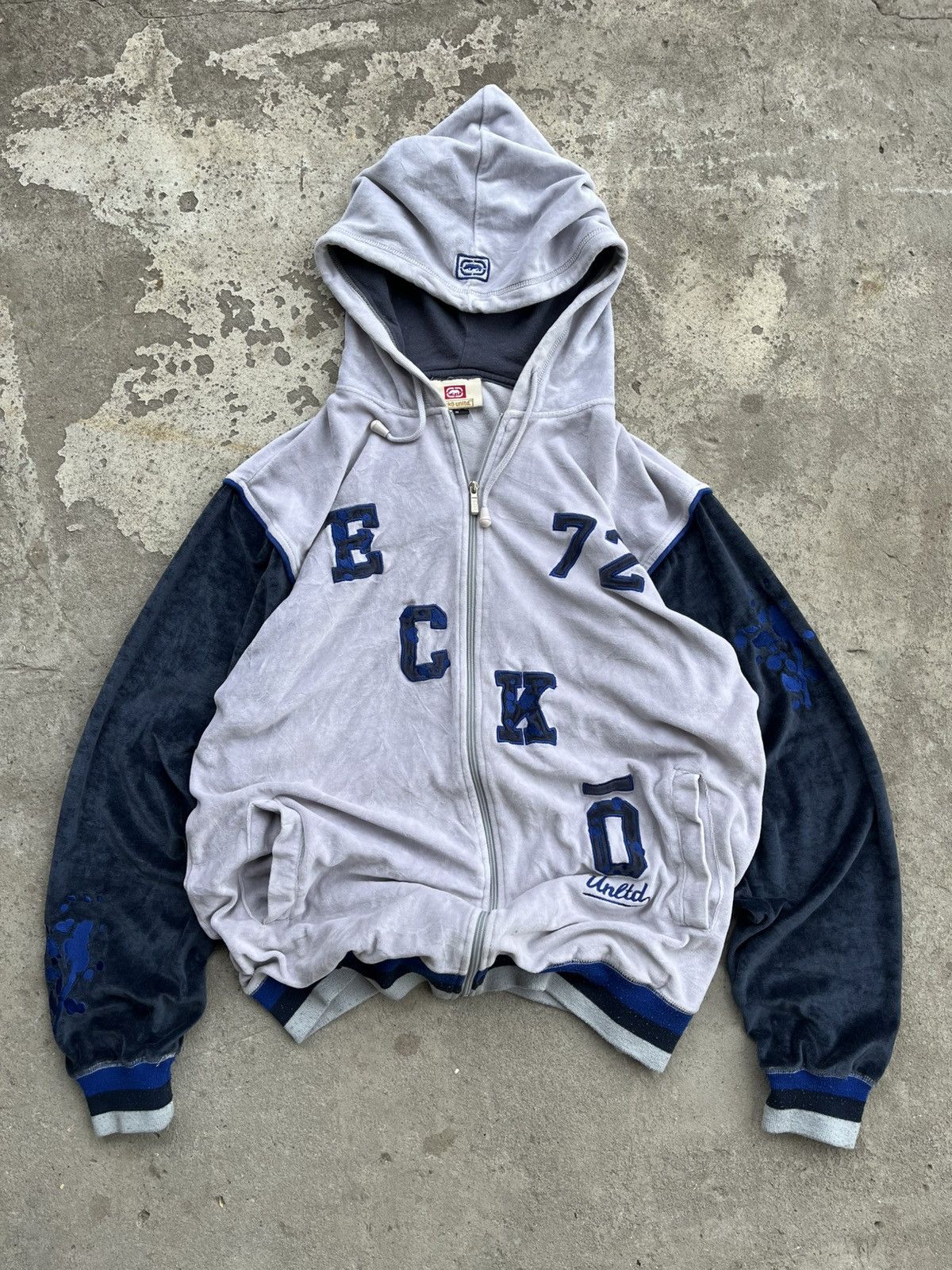 Ecko Unltd. Vintage Ecko Unltd Big Log Velour Rap Zip Up Hoodie Y2k Size US S / EU 44-46 / 1 - 1 Thumbnail