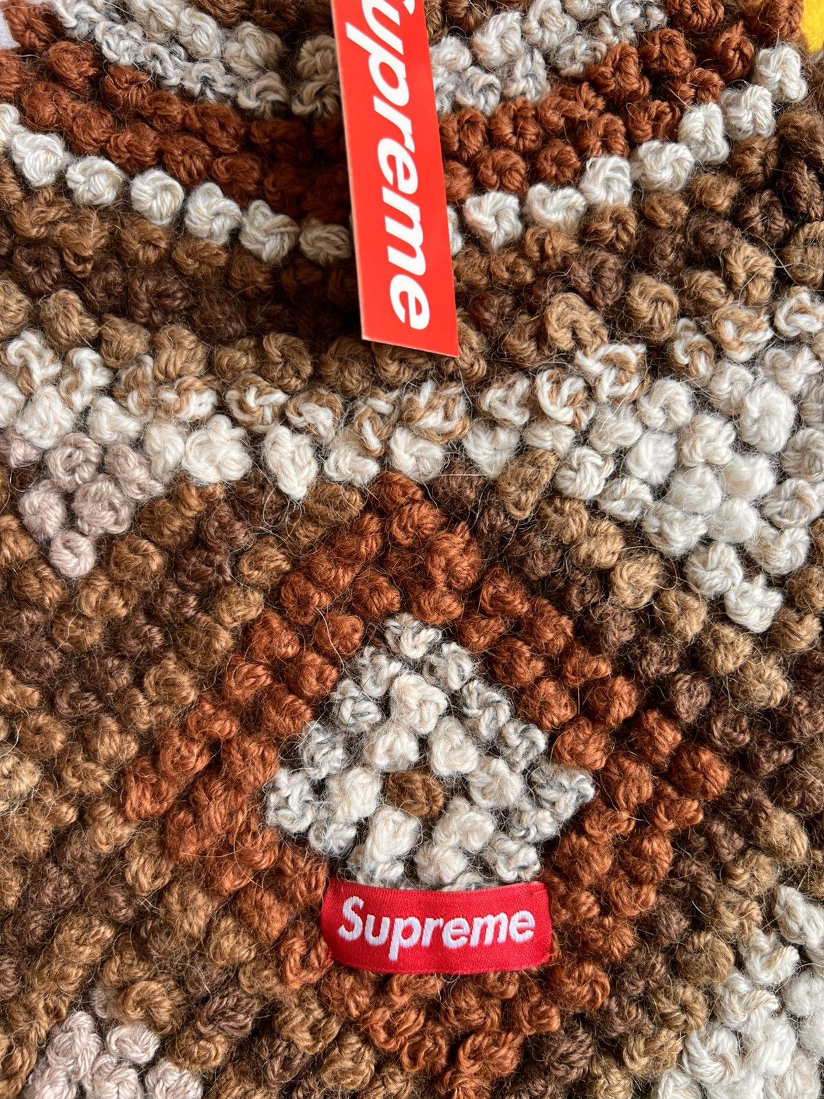 Supreme Textured Knit Beanie FW25 – Brown beige hat