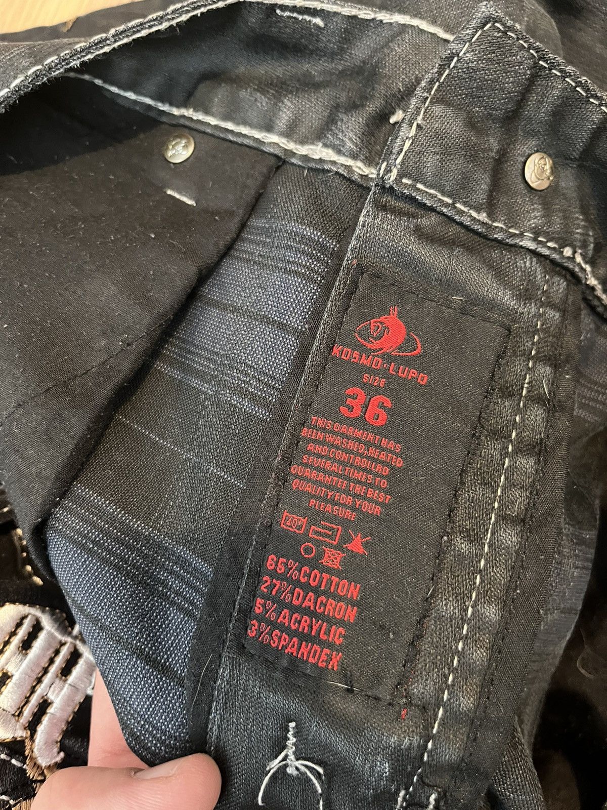 Ed Hardy Vintage Cosmo Lupo Dragon Big Logo Jeans Size US 36 / EU 52 - 5 Thumbnail