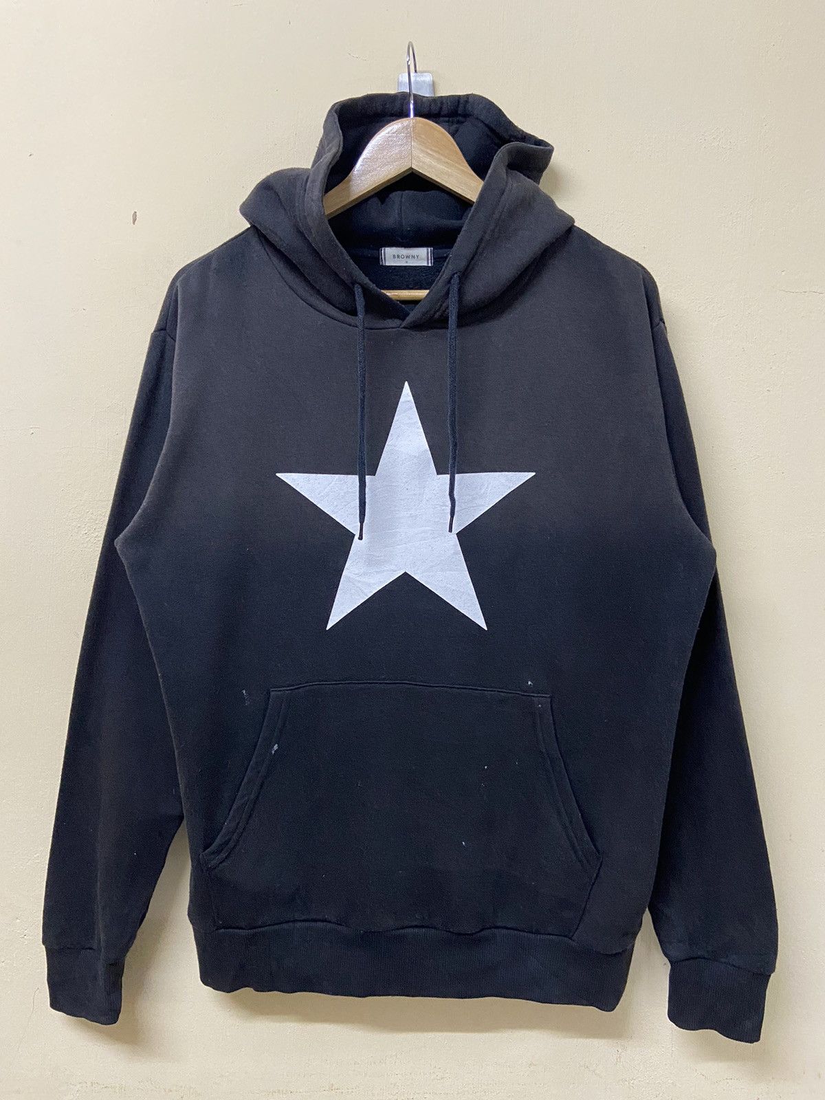image of Browny Logo Star Hoodie in Black, Men's (Size Medium)