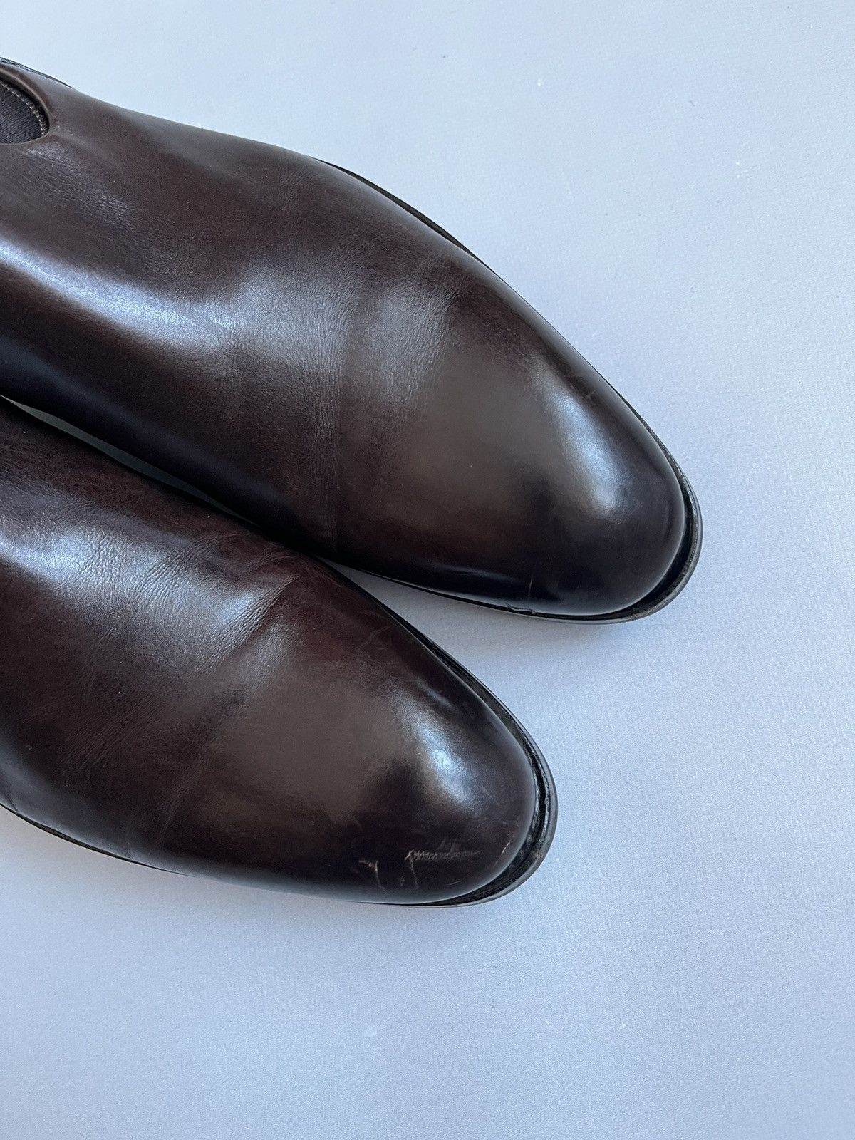 Santoni Santoni Men Brown Leather Chelsea Boots Size US 10.5 / EU 43-44 - 3 Thumbnail