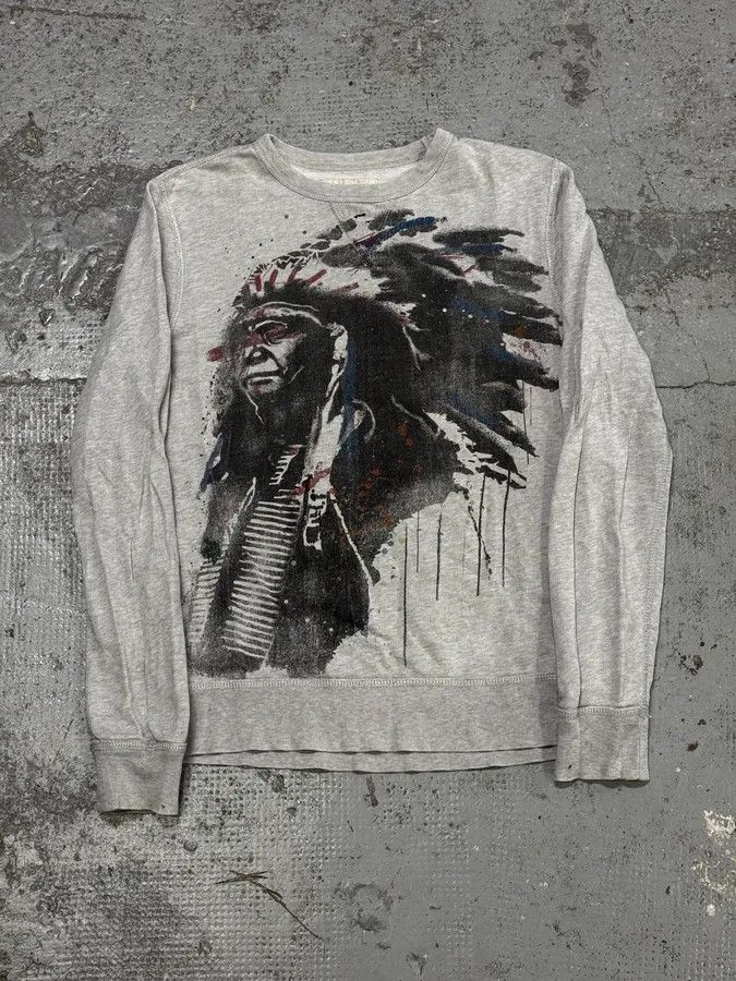 Polo Ralph Lauren 2010s Ralph Lauren Grey Iroquois Portrait Sweater Size US S / EU 44-46 / 1 - 1 Thumbnail