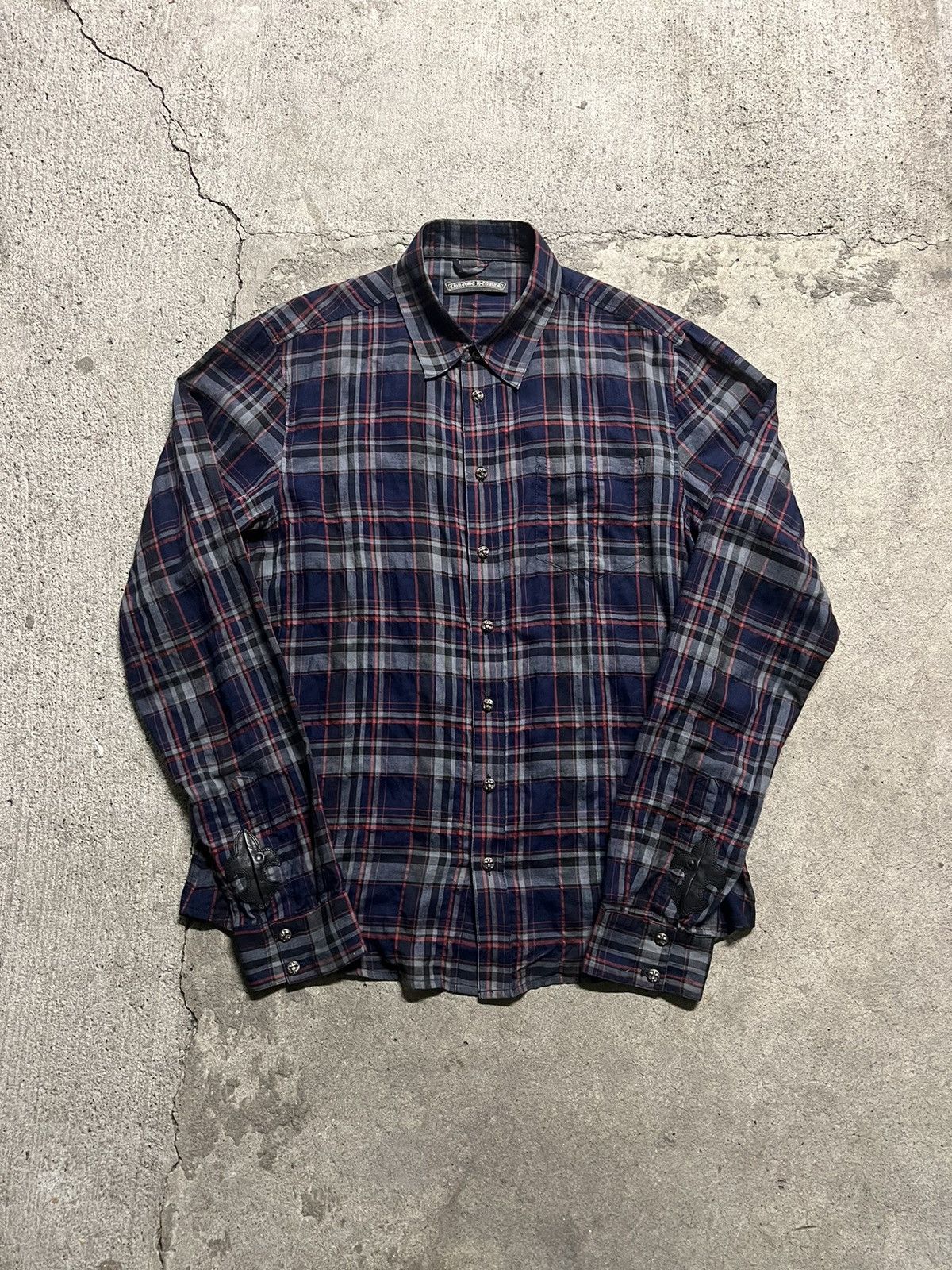 Chrome Hearts 2000s Chrome Hearts Leather “Fleur De Lis” Patch Flannel Size US L / EU 52-54 / 3 - 1 Thumbnail