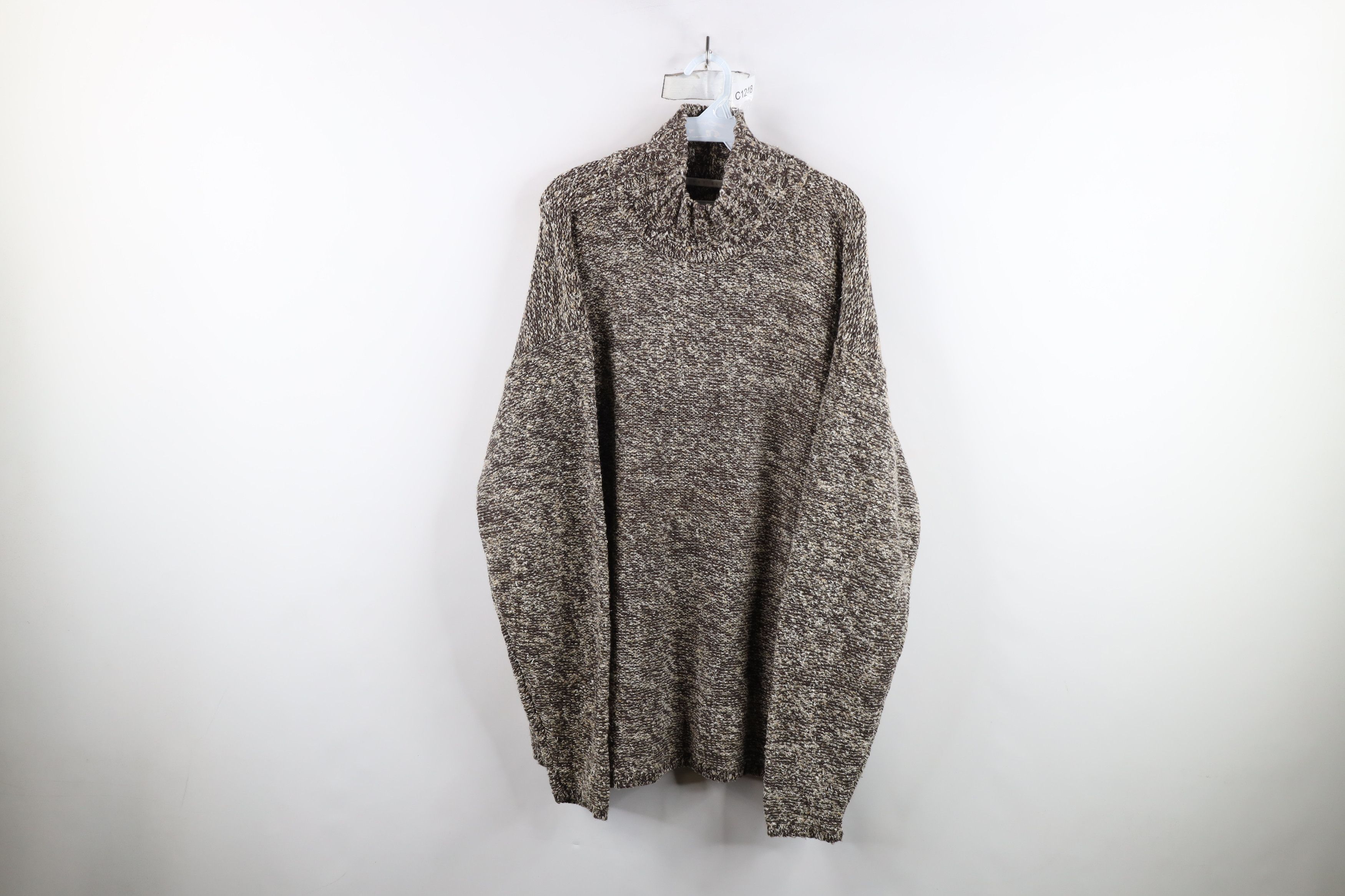 Vintage Vintage 90s Streetwear Baggy Textured Knit Mock Neck Sweater Size US L / EU 52-54 / 3 - 1 Thumbnail
