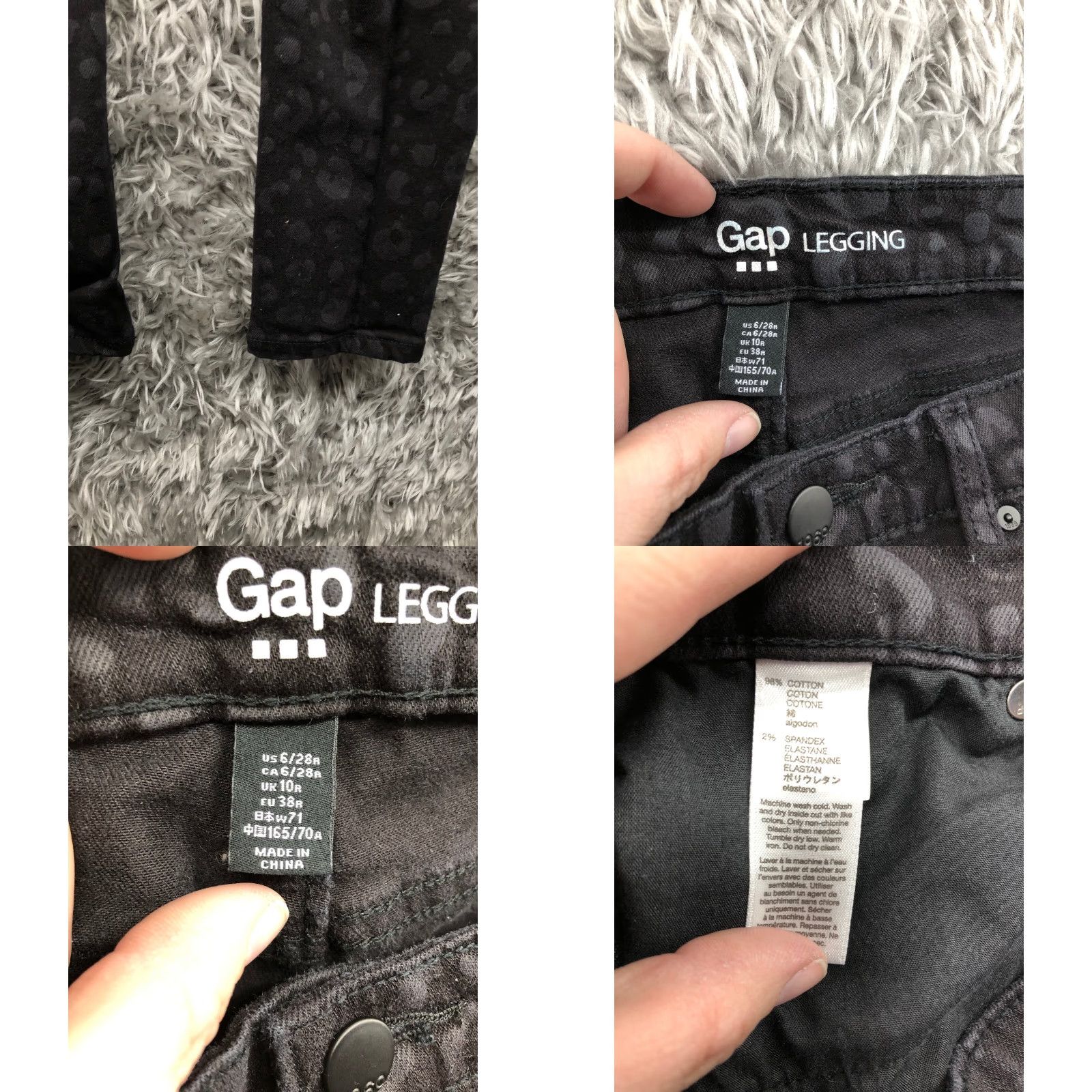 Gap Gap Legging Jeans Size 6 Womens Mid Rise Dark Wash Black Denim Cheetah Leopard Size 28" / US 6 / IT 42 - 8 Thumbnail