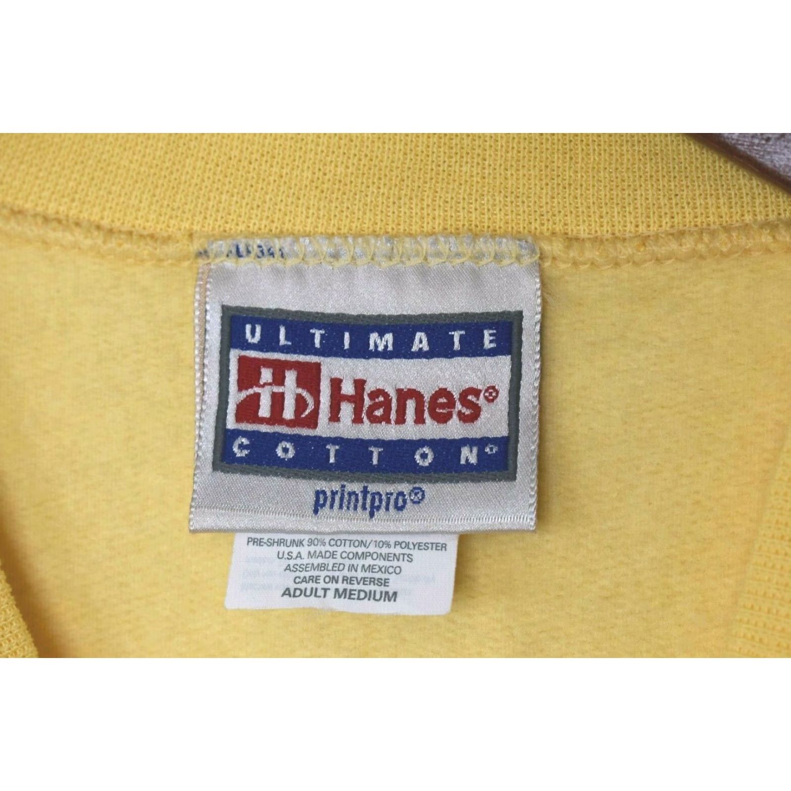 Hanes VINTAGE Hanes Sweatshirt Unisex Adults Crew Neck Long Sleeve Yellow Cotton Blend Embroidered San Francisco California Golden Gate Bridge Medium Size US M / EU 48-50 / 2 - 5 Thumbnail
