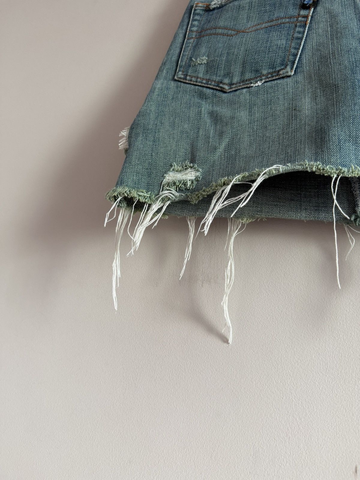Vintage Distressed Denim Mini Skirt Y2K Size 26" / US 2 / IT 38 - 8 Thumbnail