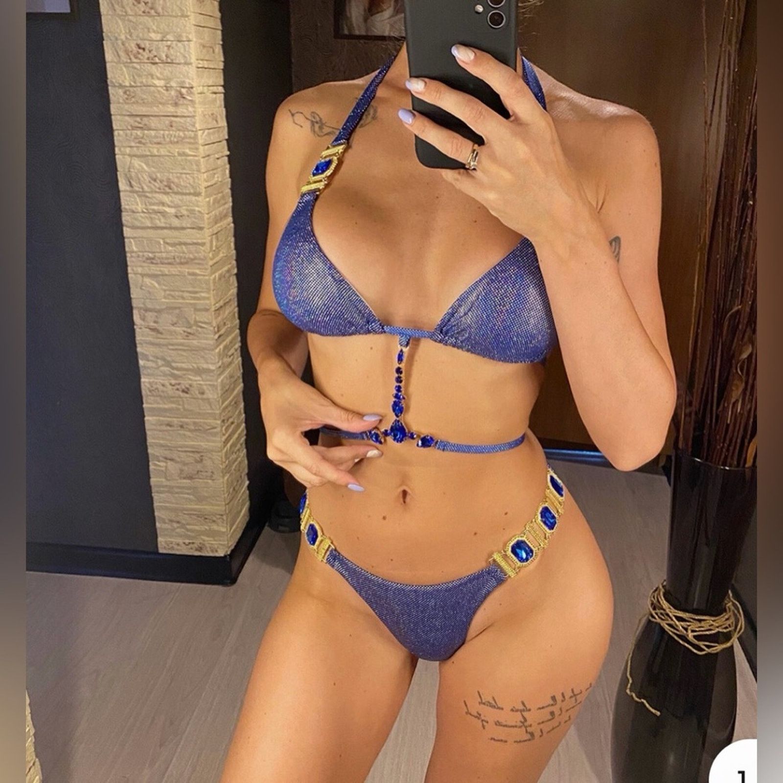 Other New Y2K Blue Swimsuit Bikini Swimwear 2 piece Set size S Size ONE SIZE - 1 Thumbnail
