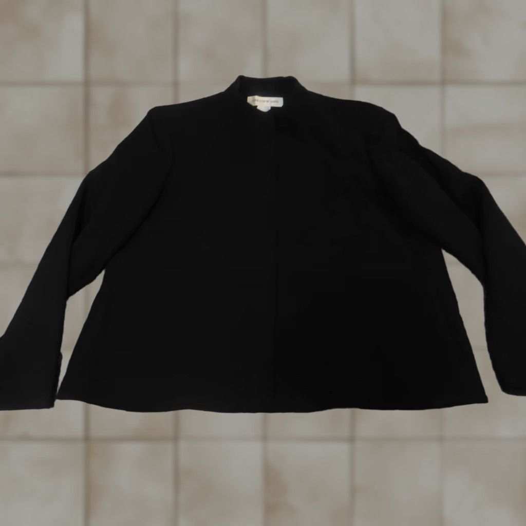 Jones New York Jones New York Womens Jacket Blazer Knit Cotton Long Sleeve Zip Black 14 Casual Winter Buttons Collared Regular Mid-Length Vintage No Size XL / US 12-14 / IT 48-50 - 1 Thumbnail