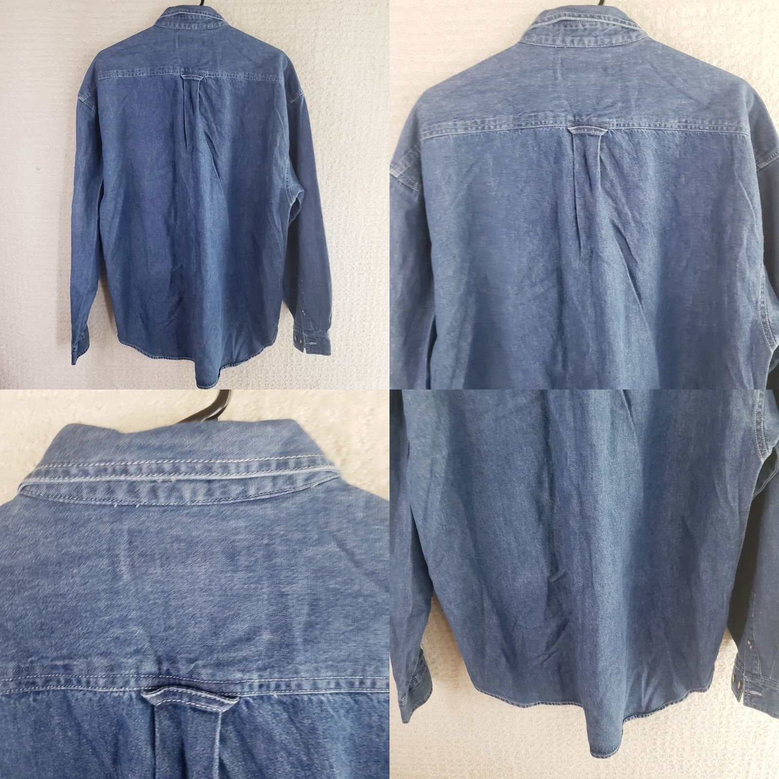 Denime Supplies Menswear Mens Denim Button-Up Shirt Blue with USMC Marines Logo Pocket Long Sleeve Collared Button-Up Regular Fit M Boys Mens Girls? Size US 31 - 8 Thumbnail