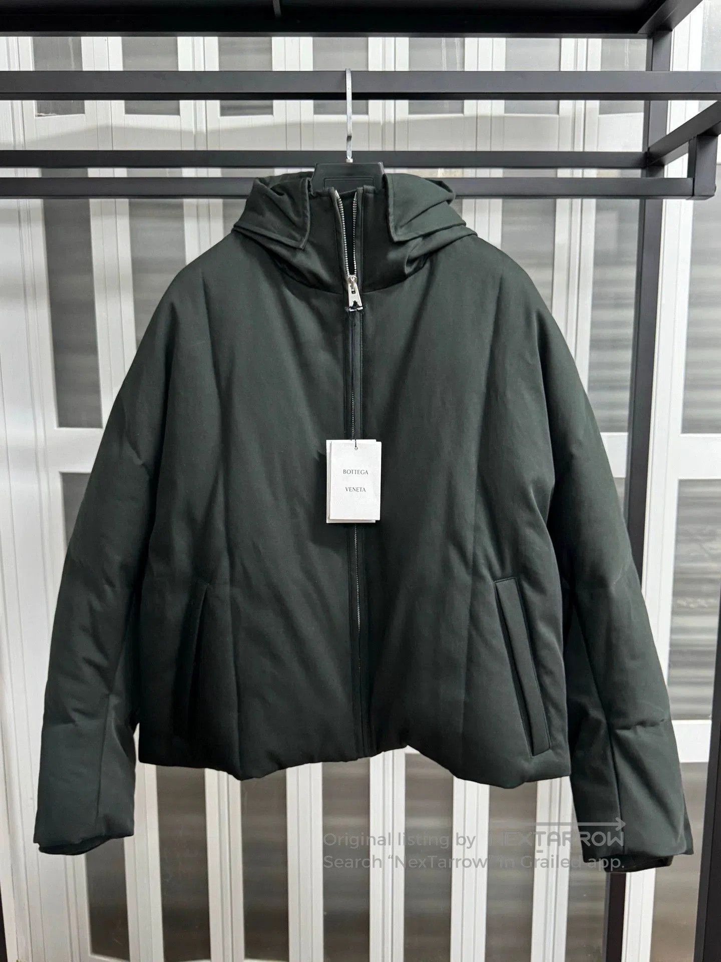 Bottega Veneta Men's Hooded Down Jacket Green.
