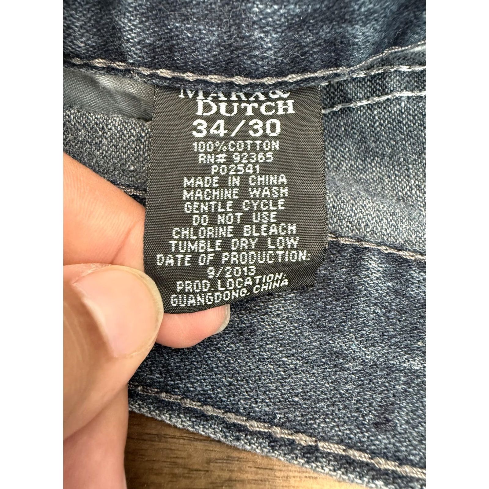 Denime Mark & Dutch Mens Blue Straight Leg Jeans 34x30 Denim Distressed Back Pocket Size US 34 / EU 50 - 4 Thumbnail
